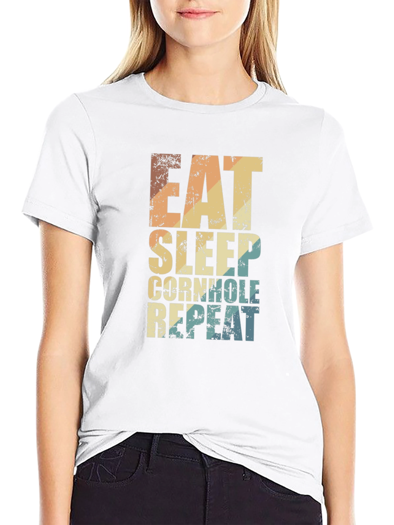 Eat Sleep Cornhole Repeat Graphic Tee