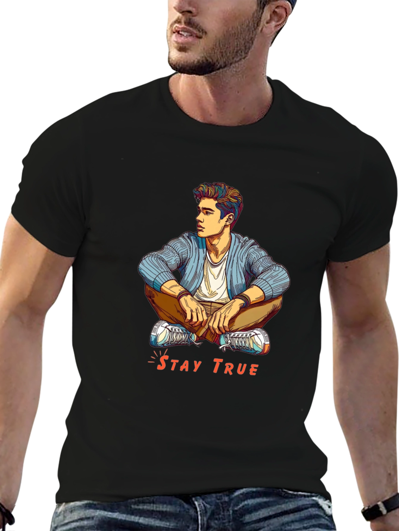 Stay True Graphic T-Shirt - Mens Fashion Tee