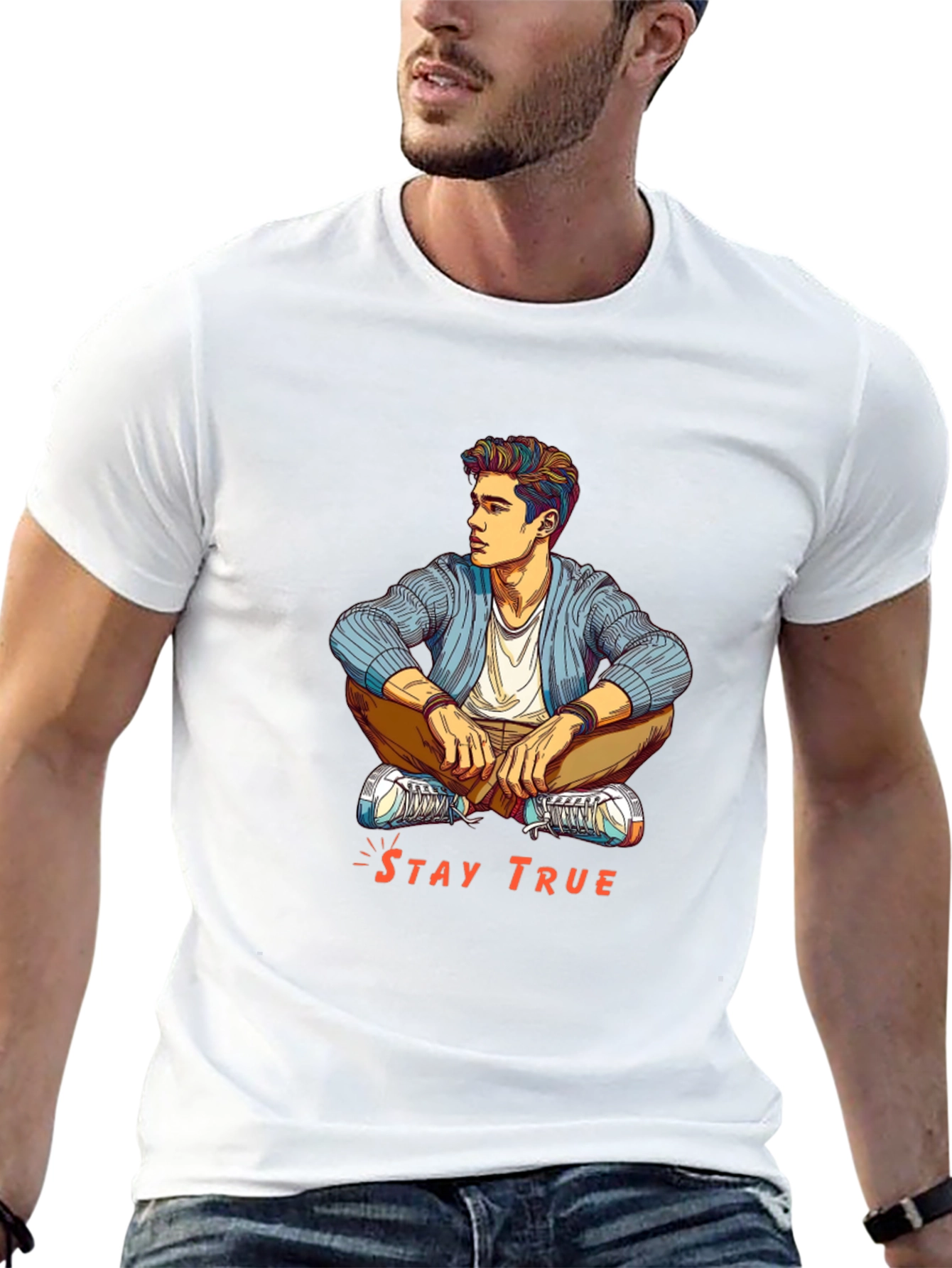 Stay True Graphic T-Shirt - Mens Fashion Tee