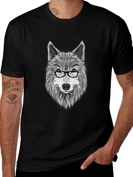 Wolf with Glasses Graphic T-Shirt - Unisex