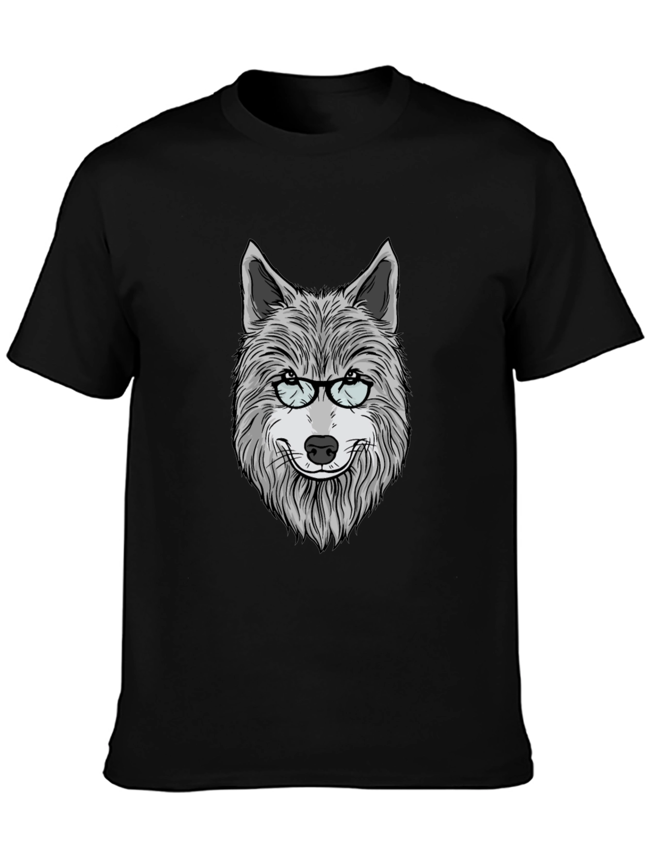 Wolf with Glasses Graphic T-Shirt - Unisex