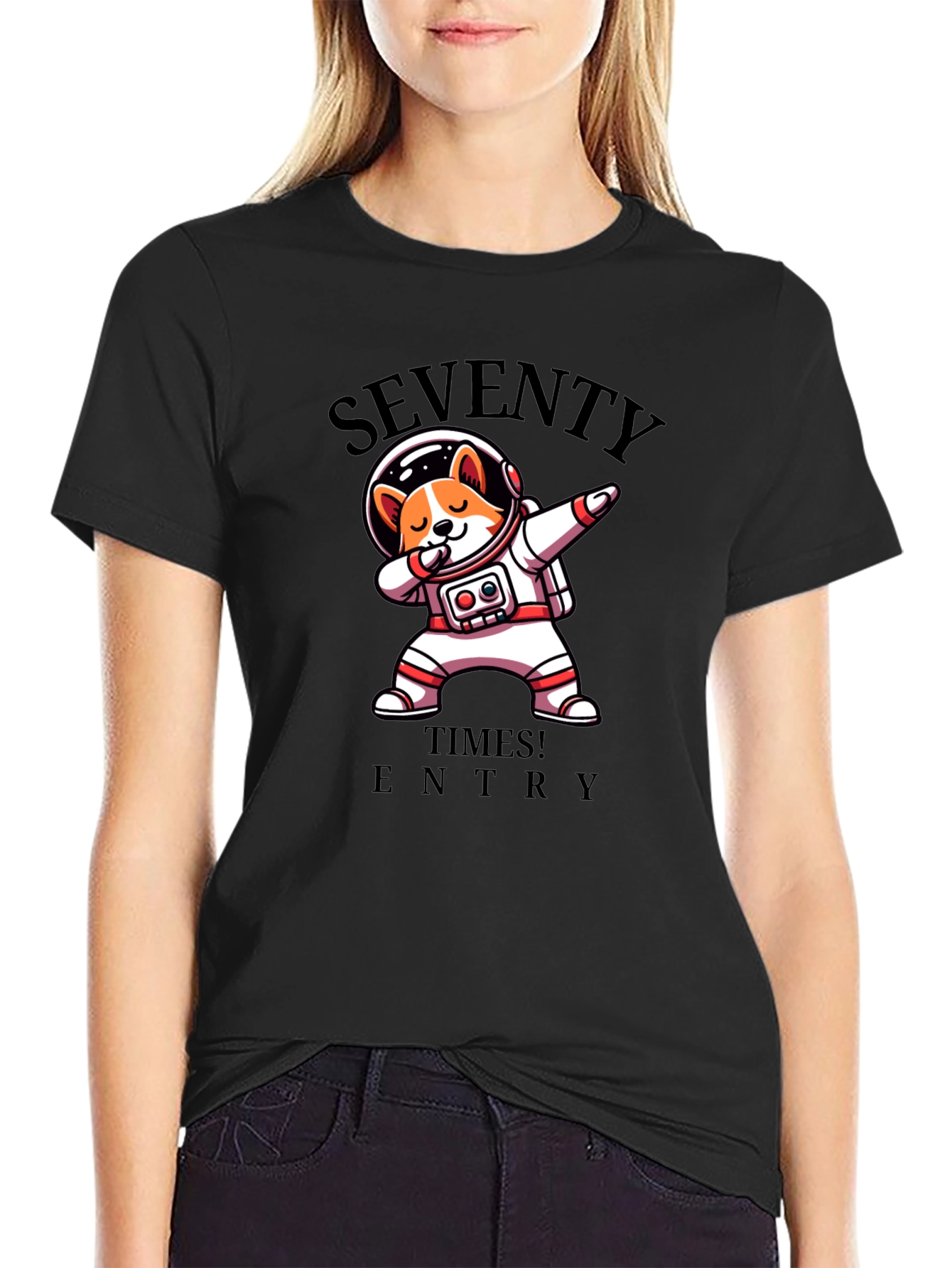 Seventy Times Entry Astronaut Dog T-Shirt
