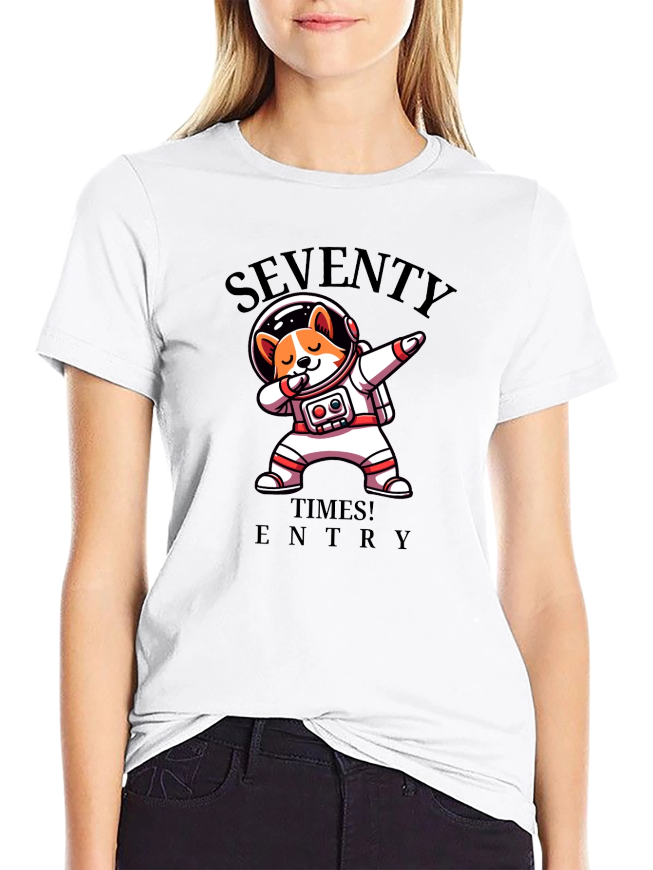 Seventy Times Entry Astronaut Dog T-Shirt