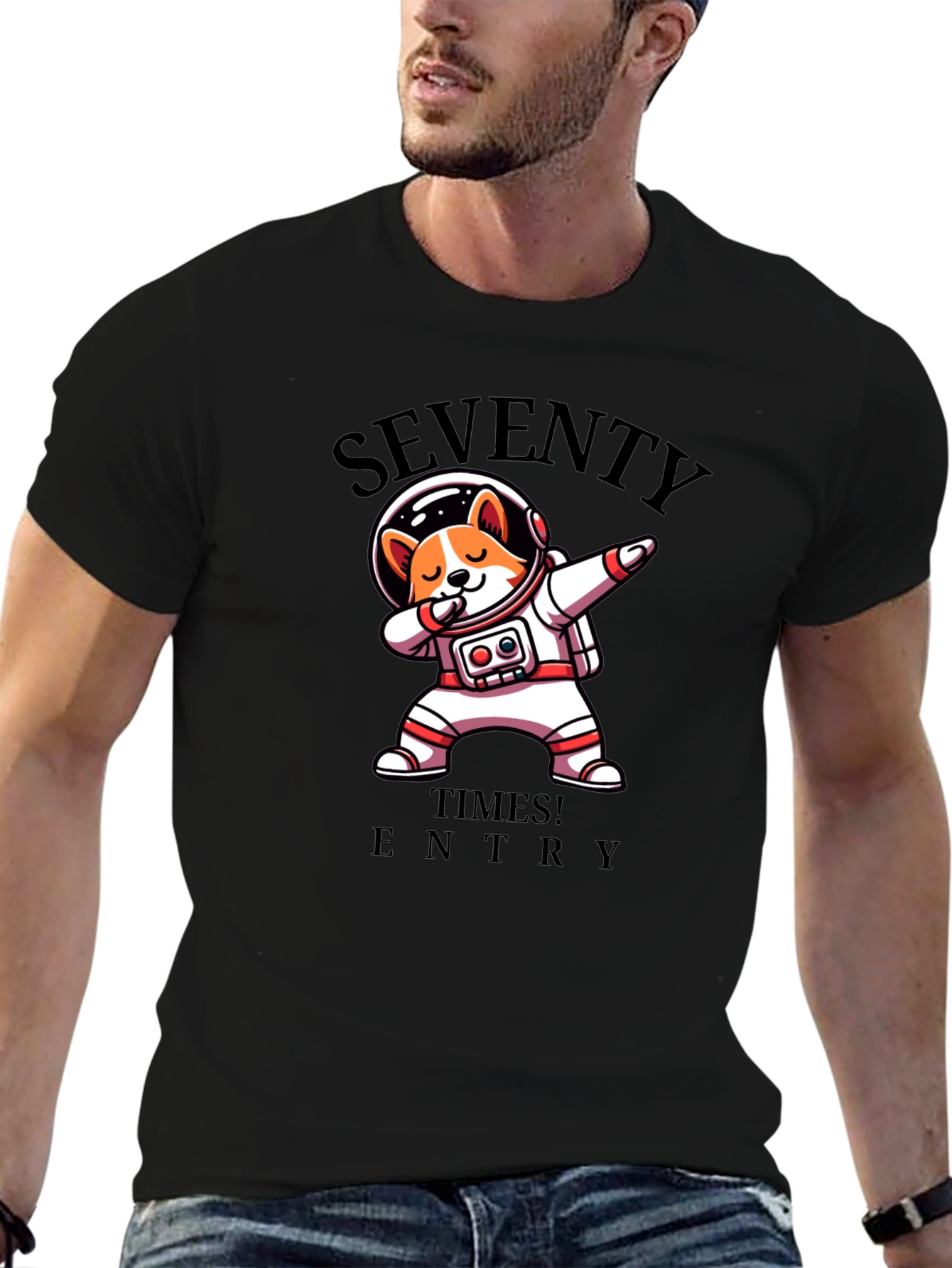 Seventy Times Entry Astronaut Dog T-Shirt