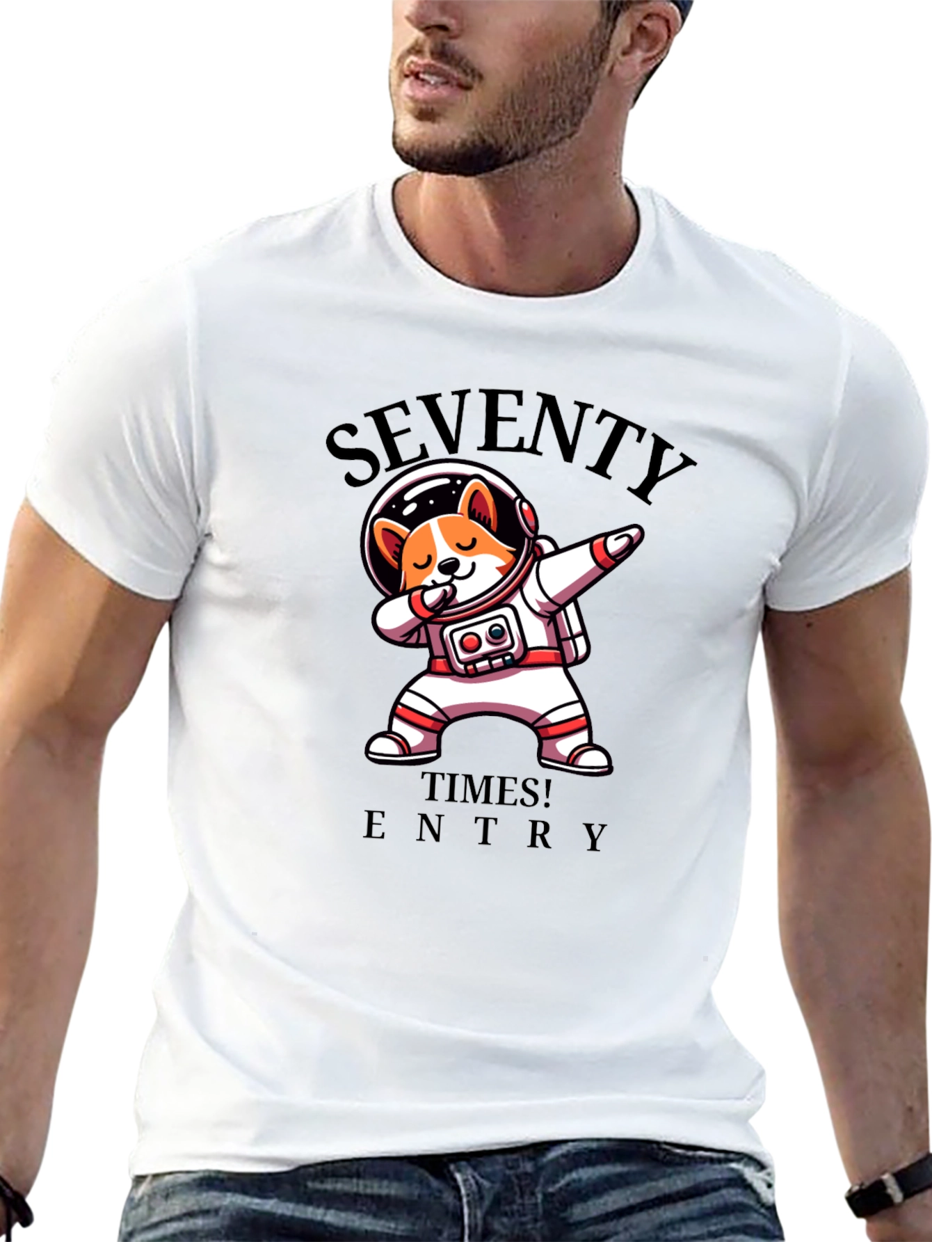 Seventy Times Entry Astronaut Dog T-Shirt