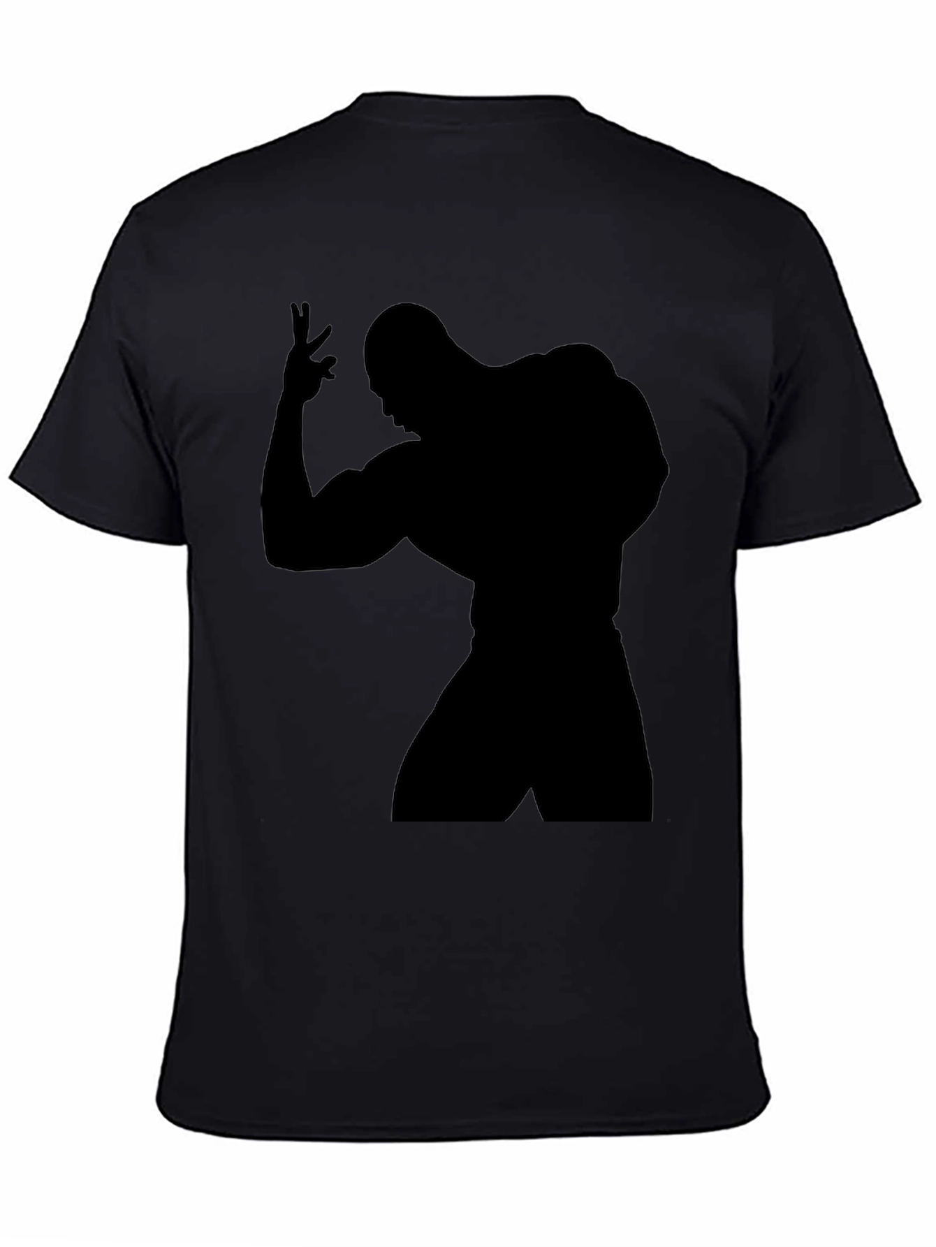 Black T-Shirt with Bodybuilder Silhouette Graphic