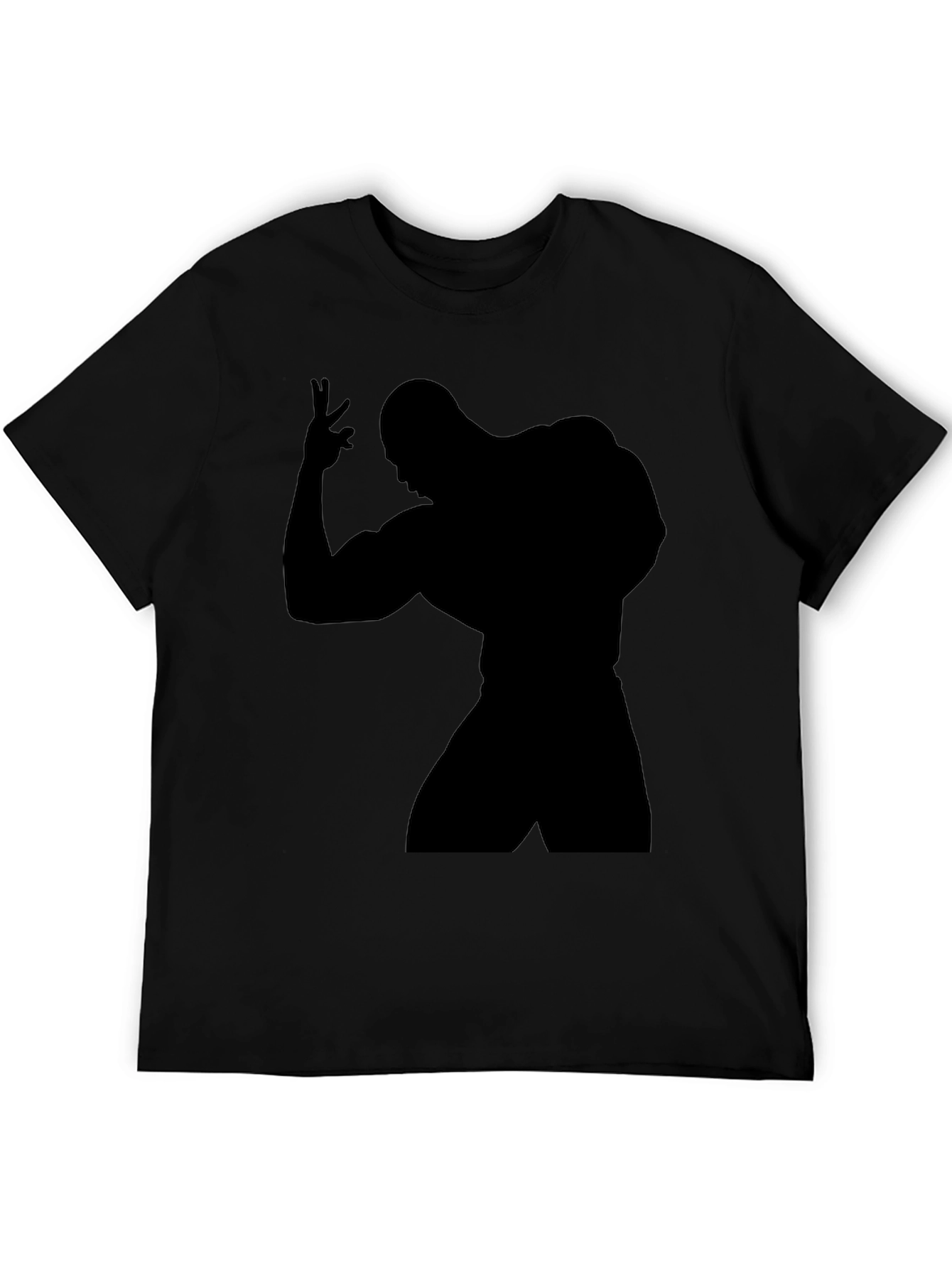 Black T-Shirt with Bodybuilder Silhouette Graphic