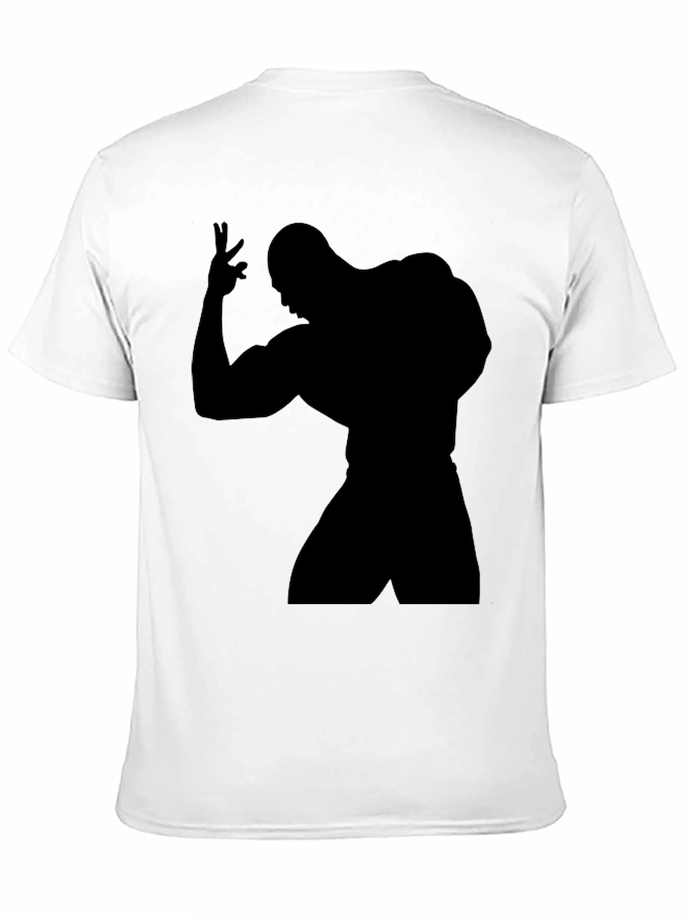 Black T-Shirt with Bodybuilder Silhouette Graphic