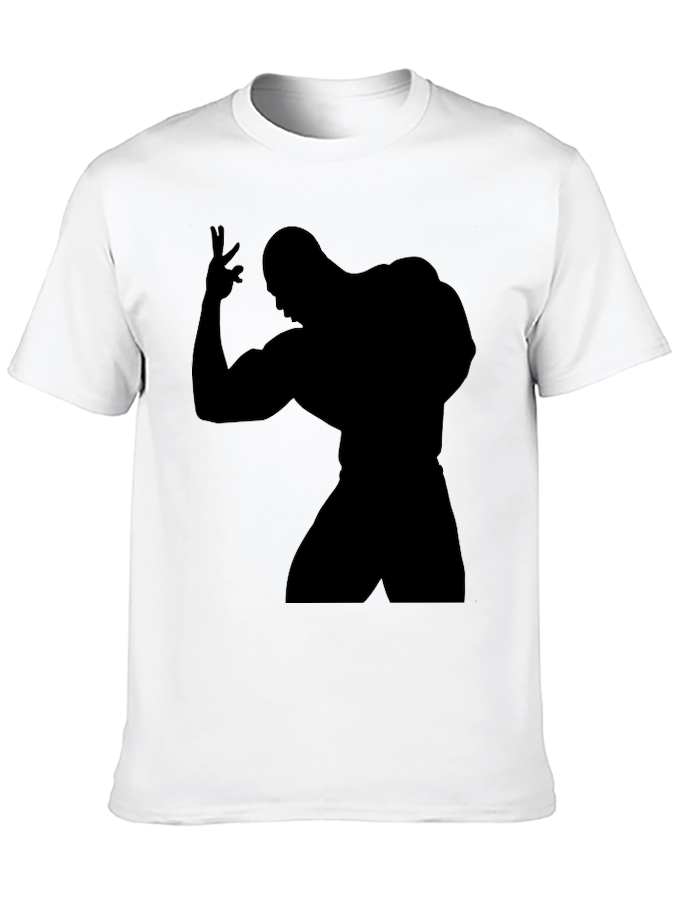 Black T-Shirt with Bodybuilder Silhouette Graphic