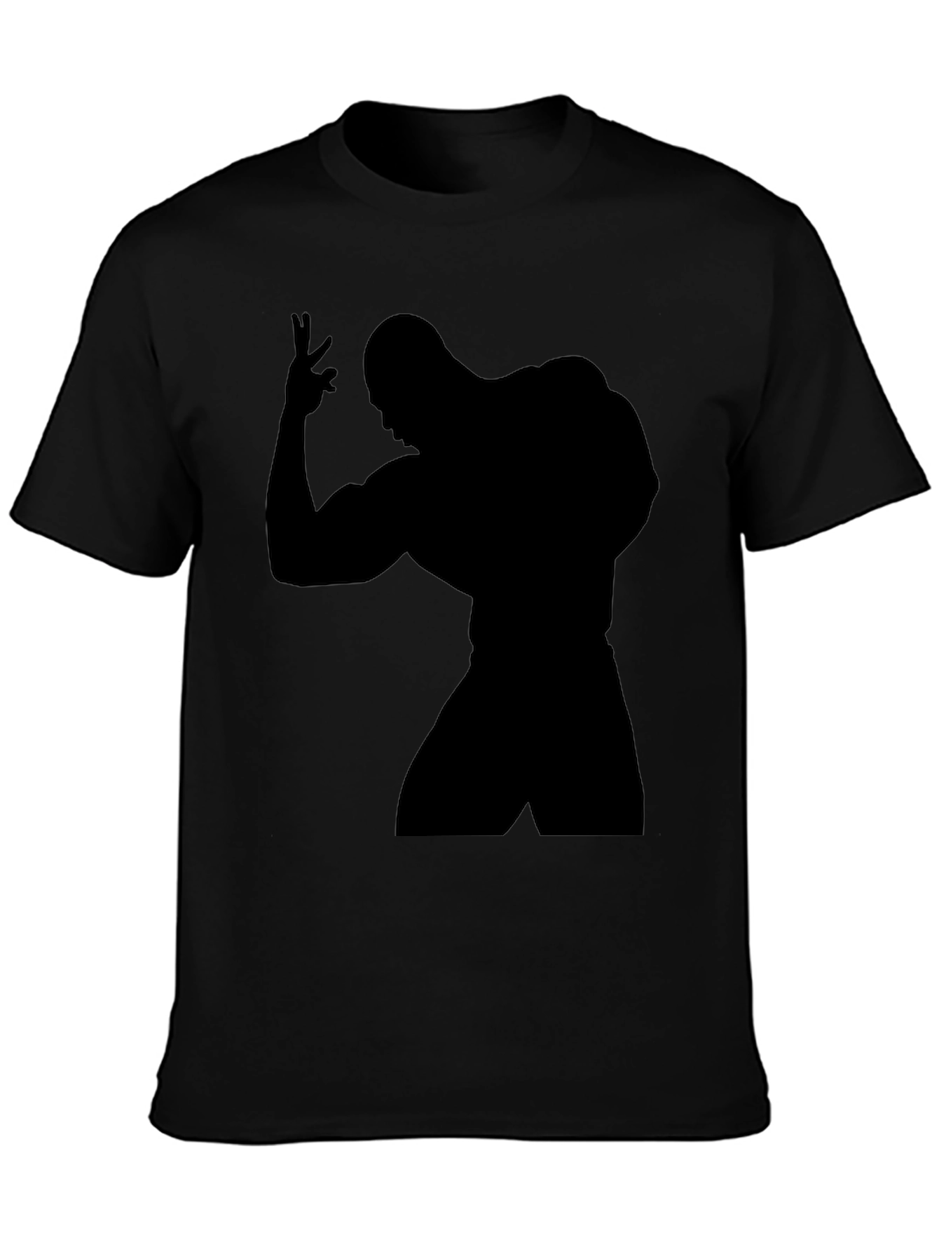 Black T-Shirt with Bodybuilder Silhouette Graphic