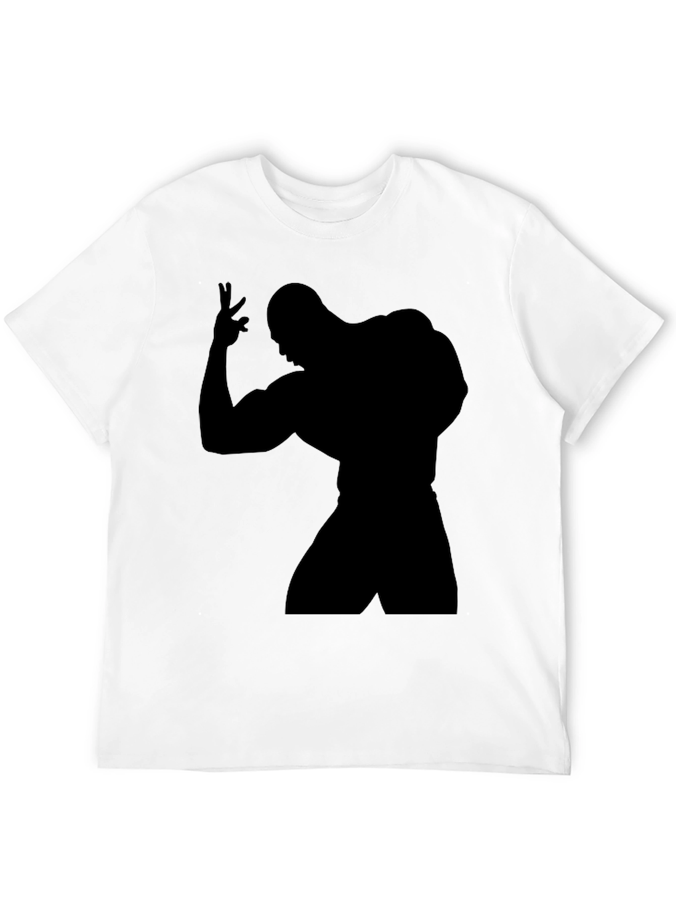 Black T-Shirt with Bodybuilder Silhouette Graphic