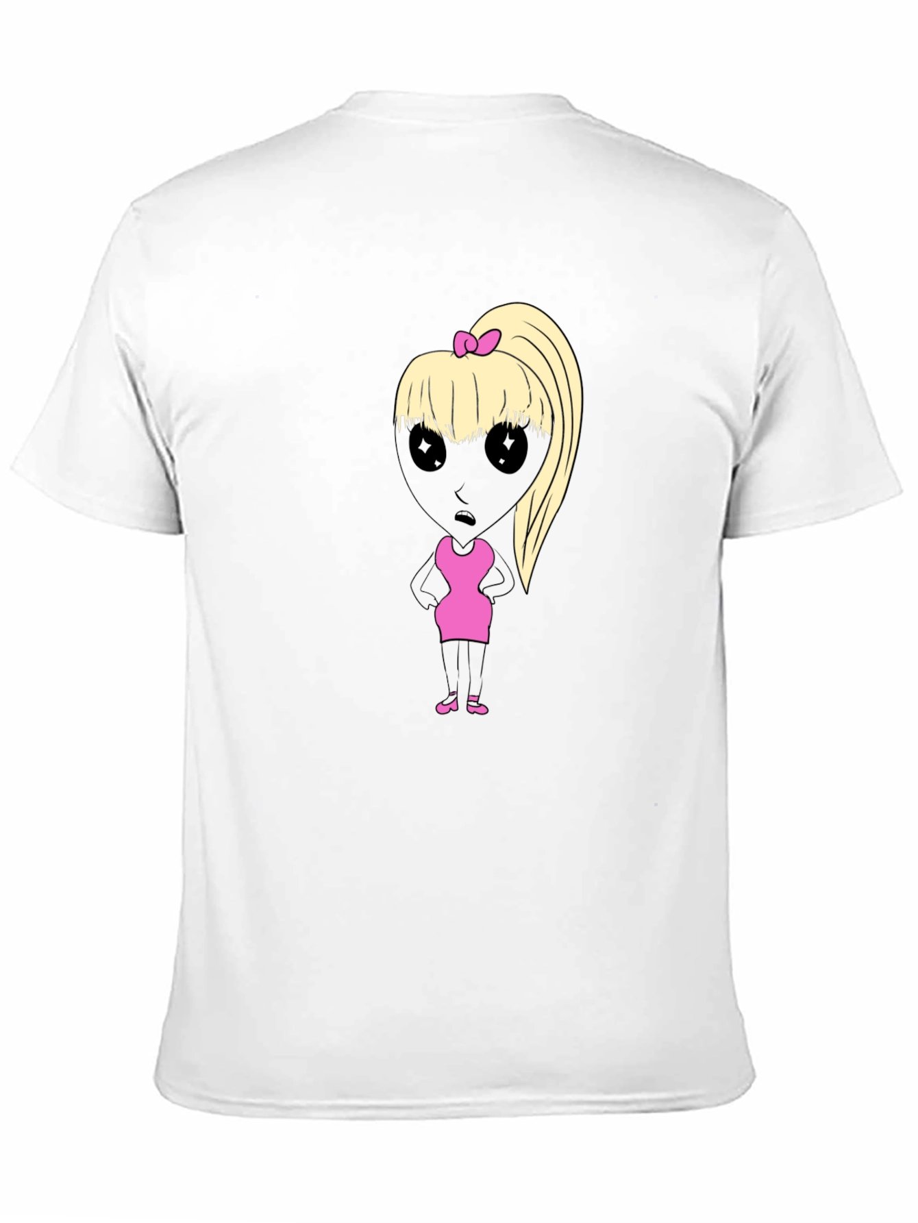 Black T-Shirt with Cartoon Alien Girl