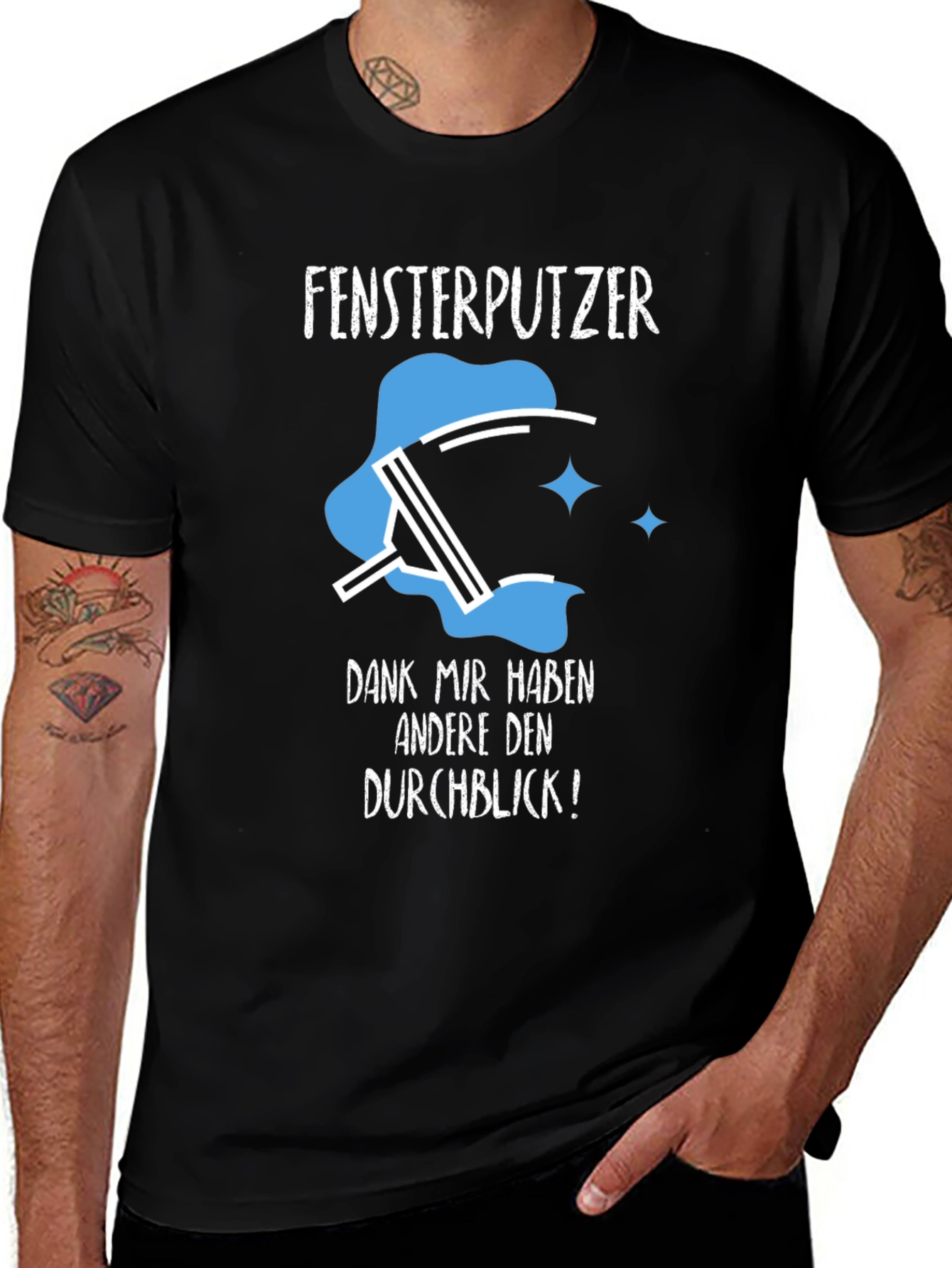 Window Washer Humor T-Shirt - Fensterputzer Durchblick