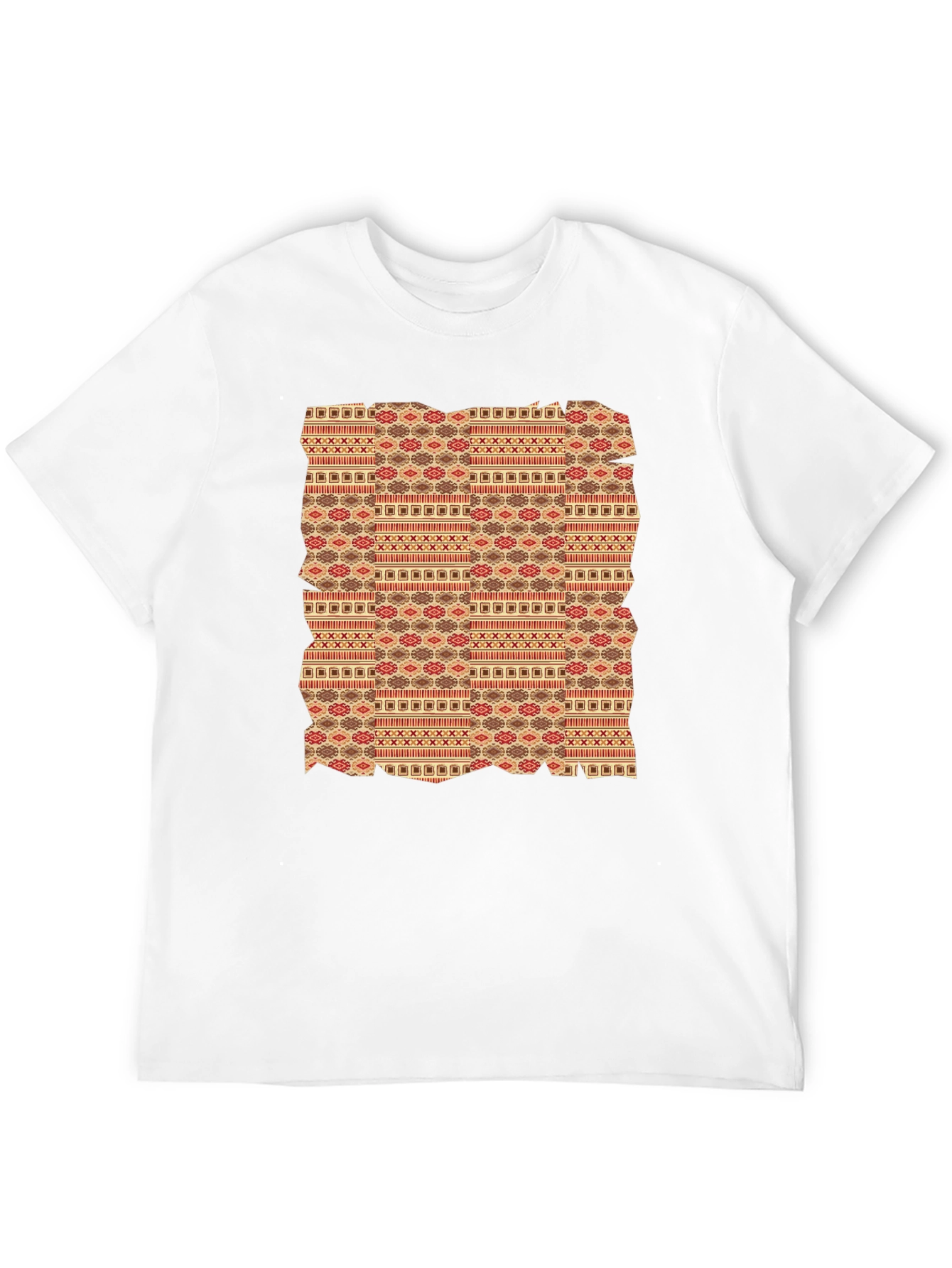 Tribal Pattern Graphic Tee - Black Crew Neck