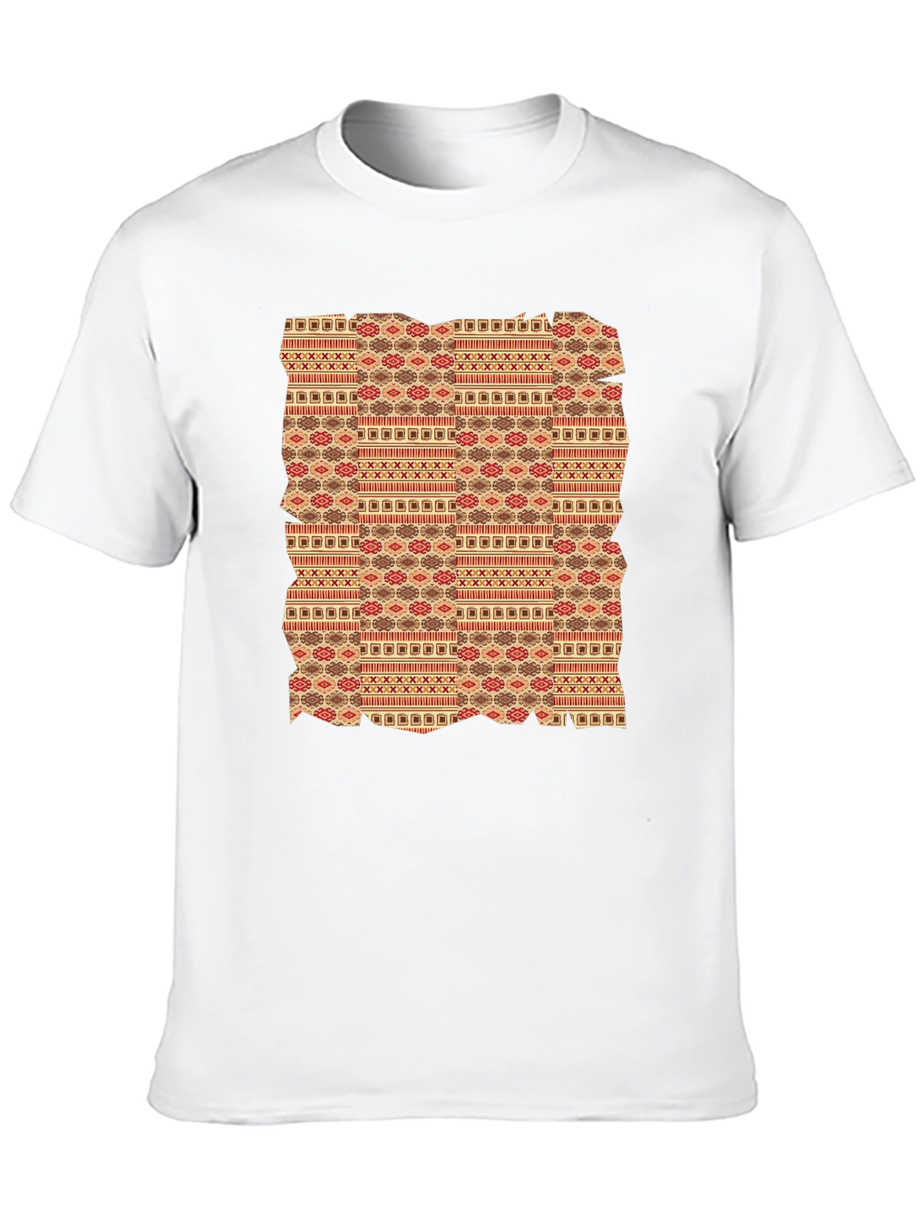 Tribal Pattern Graphic Tee - Black Crew Neck