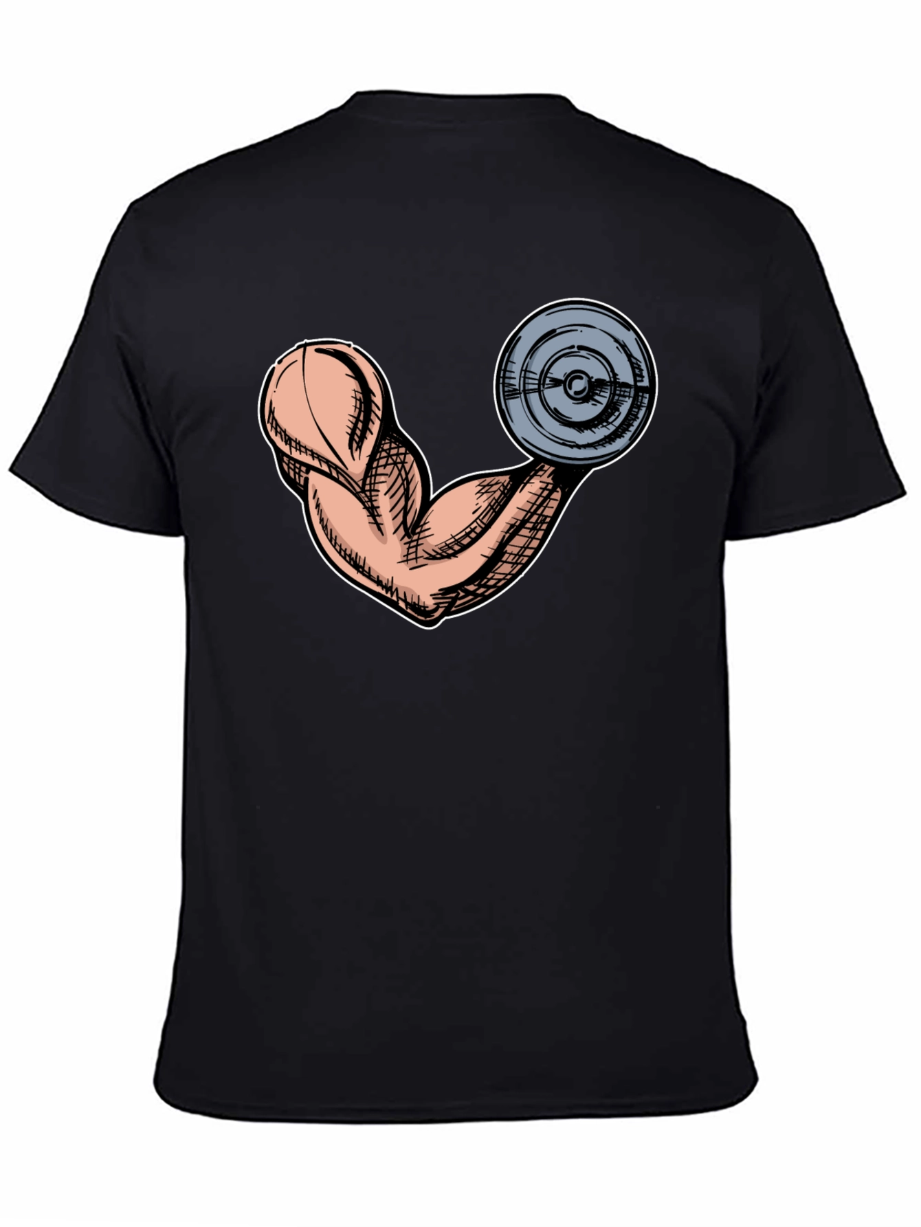 Funny Muscle Arm & Weight Black Graphic Tee