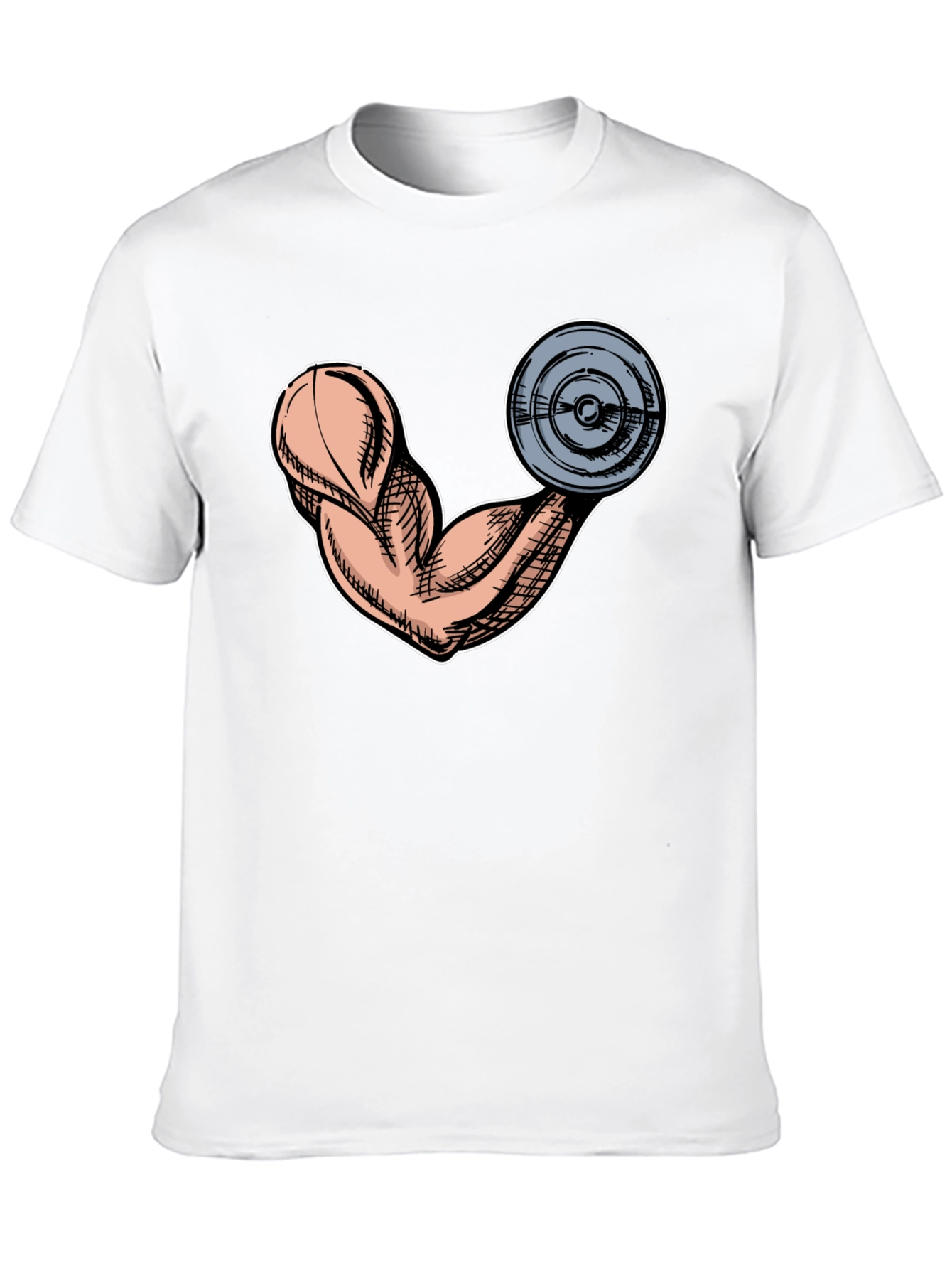 Funny Muscle Arm & Weight Black Graphic Tee