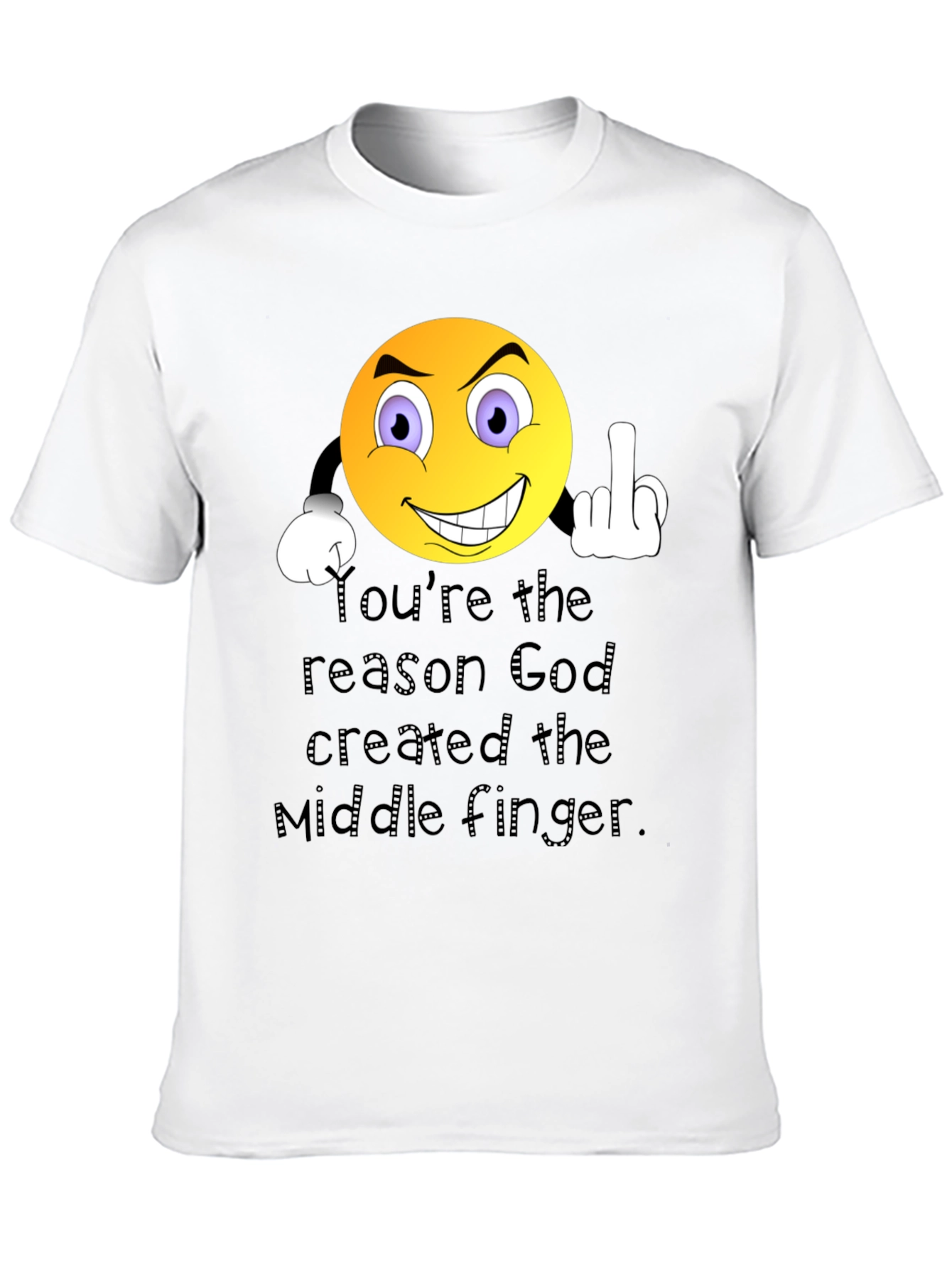 Humorous Graphic T-Shirt: Middle Finger Emoji Design