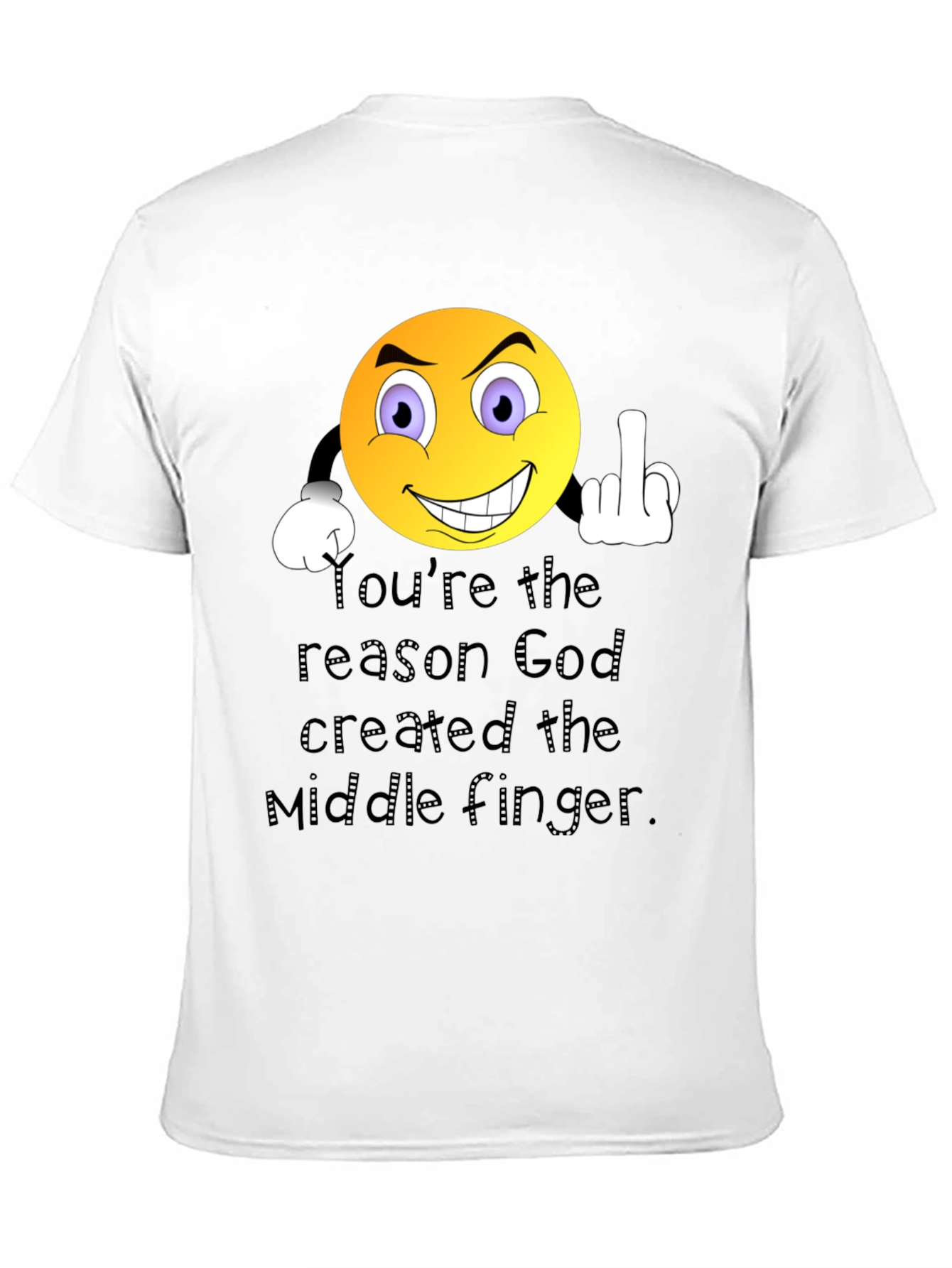 Humorous Graphic T-Shirt: Middle Finger Emoji Design