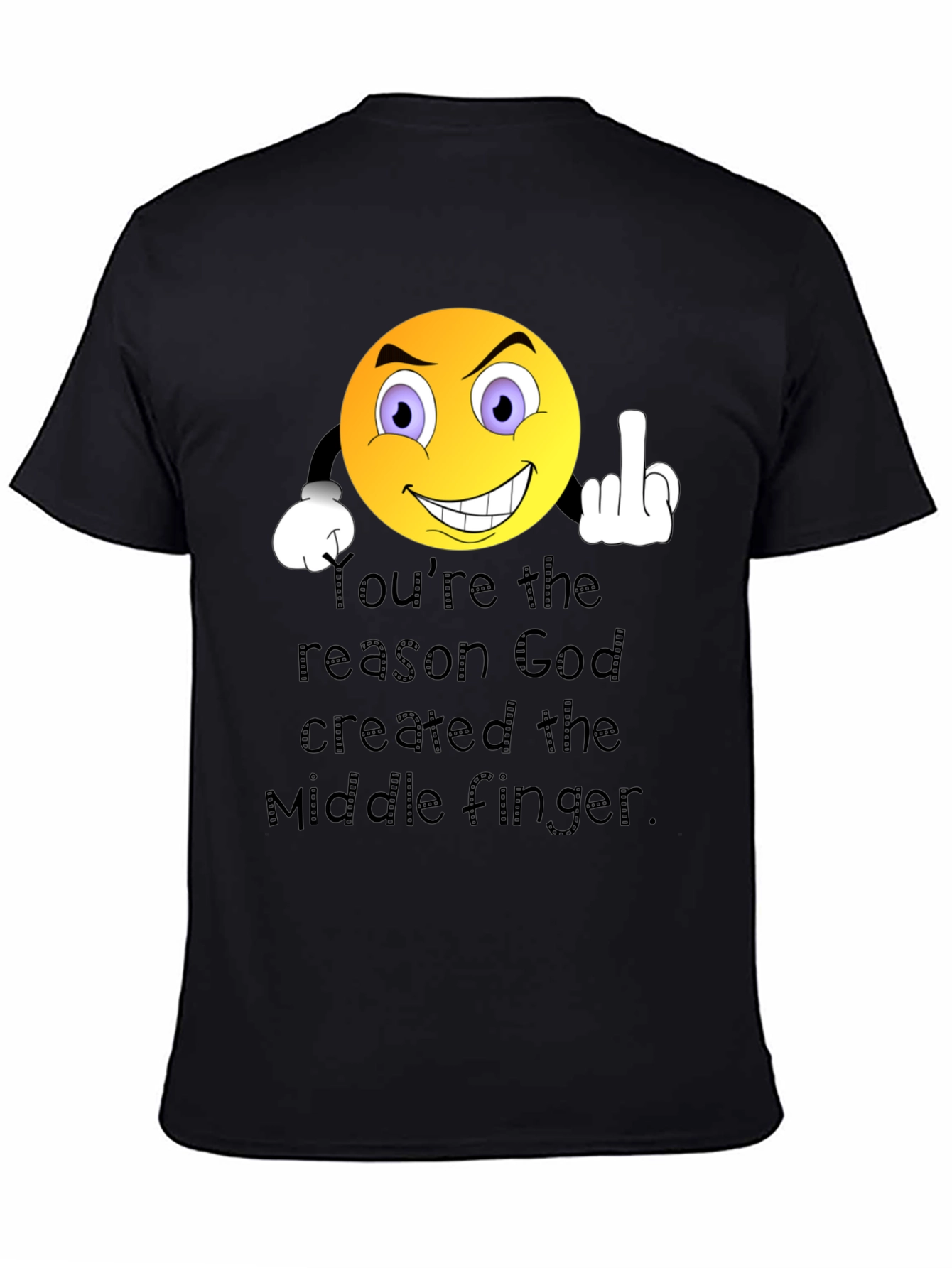 Humorous Graphic T-Shirt: Middle Finger Emoji Design