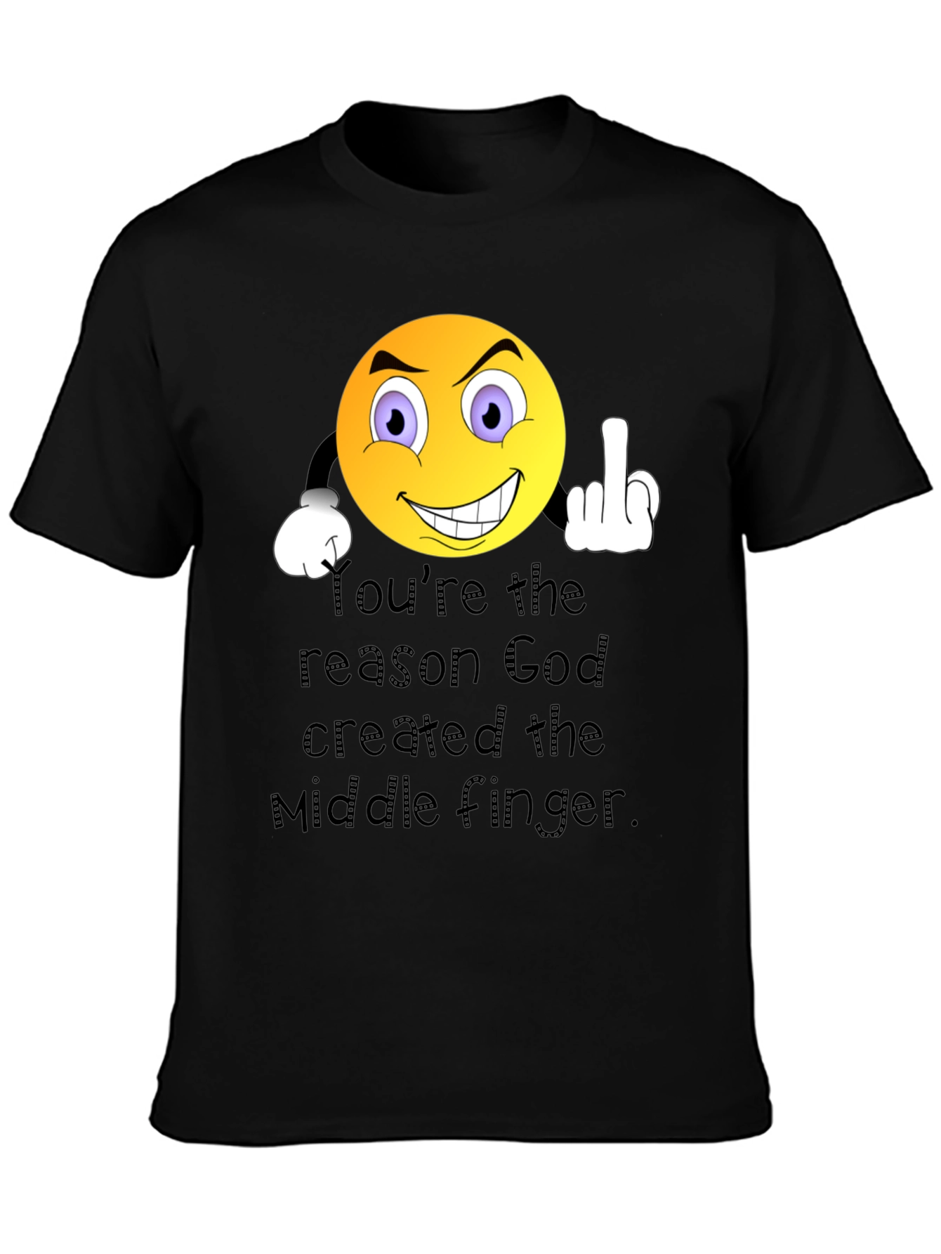 Humorous Graphic T-Shirt: Middle Finger Emoji Design