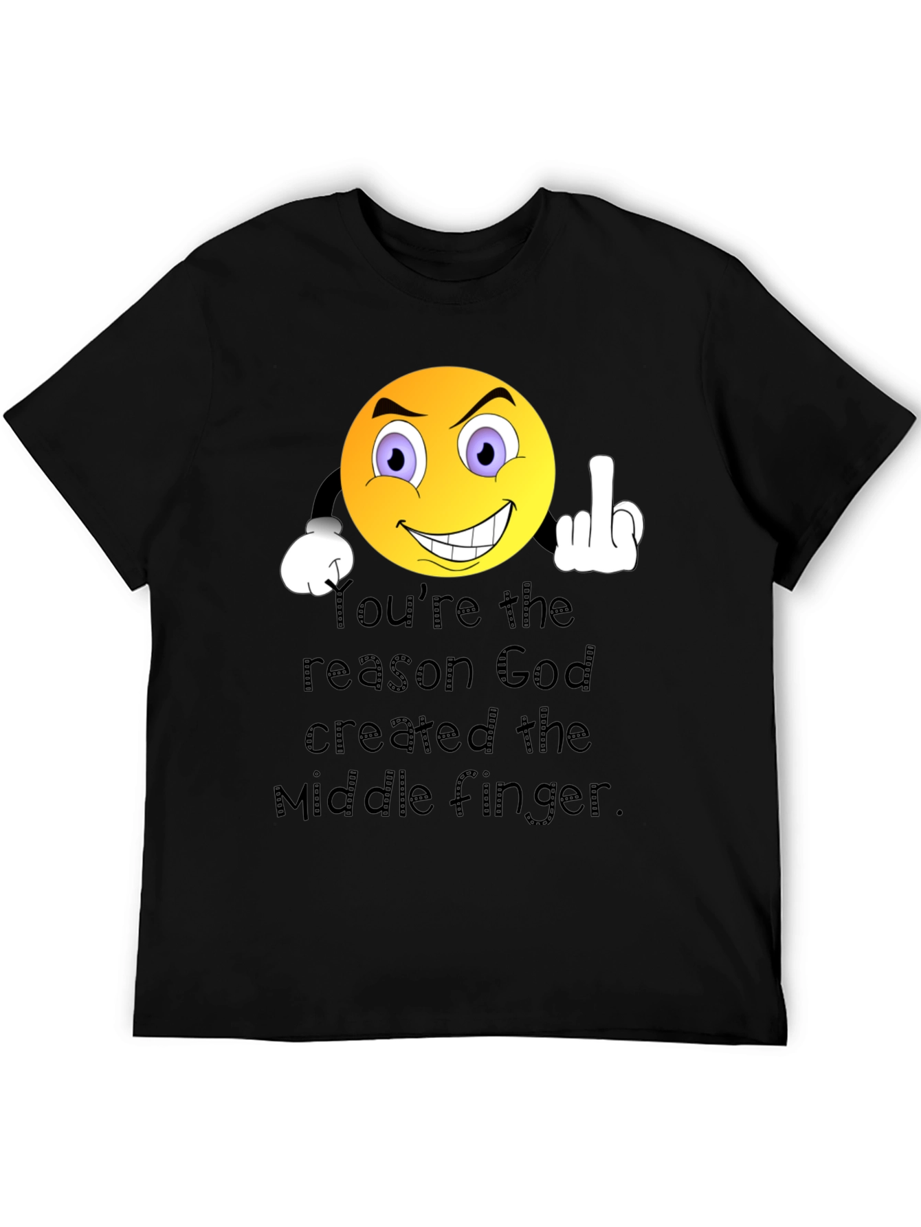 Humorous Graphic T-Shirt: Middle Finger Emoji Design