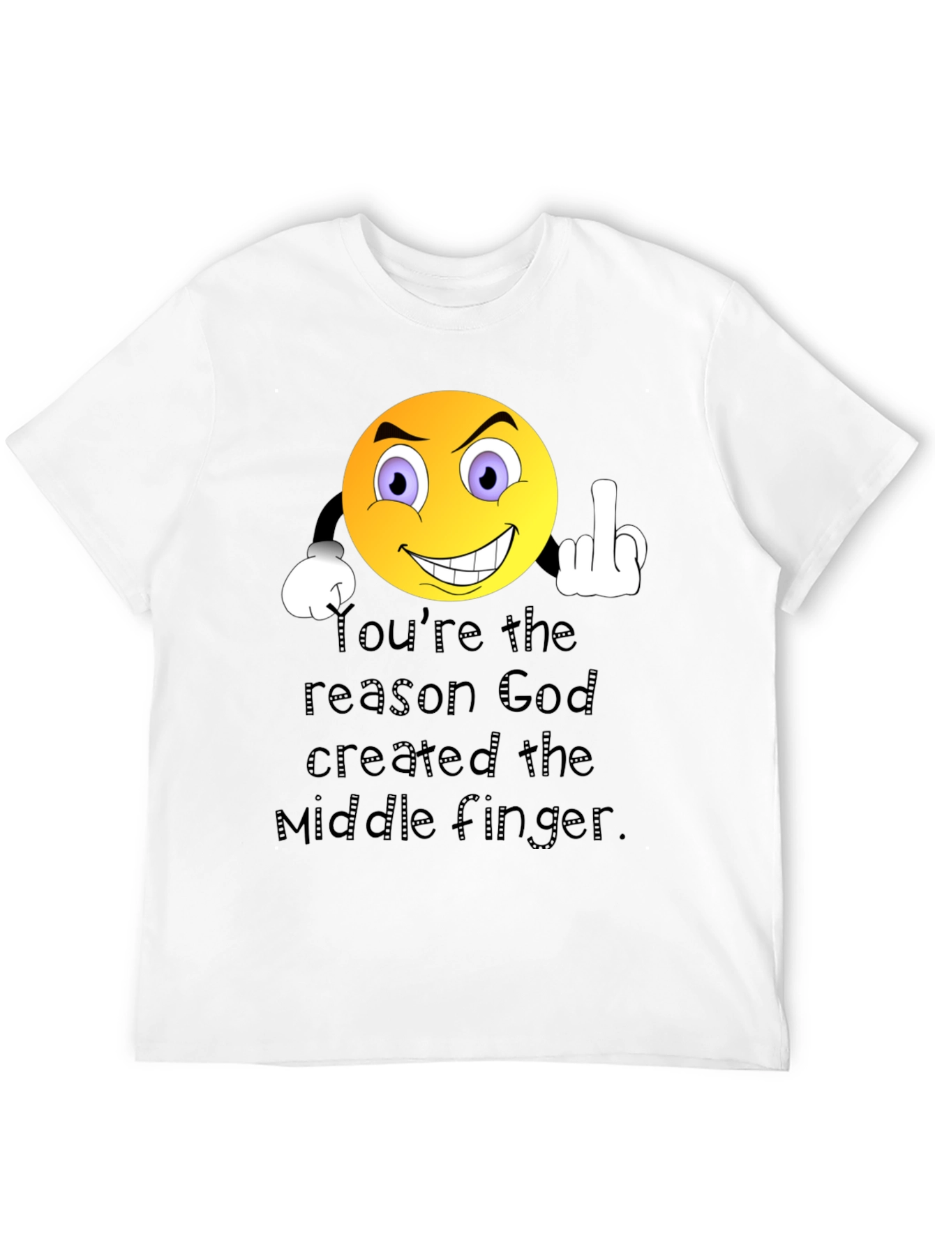 Humorous Graphic T-Shirt: Middle Finger Emoji Design