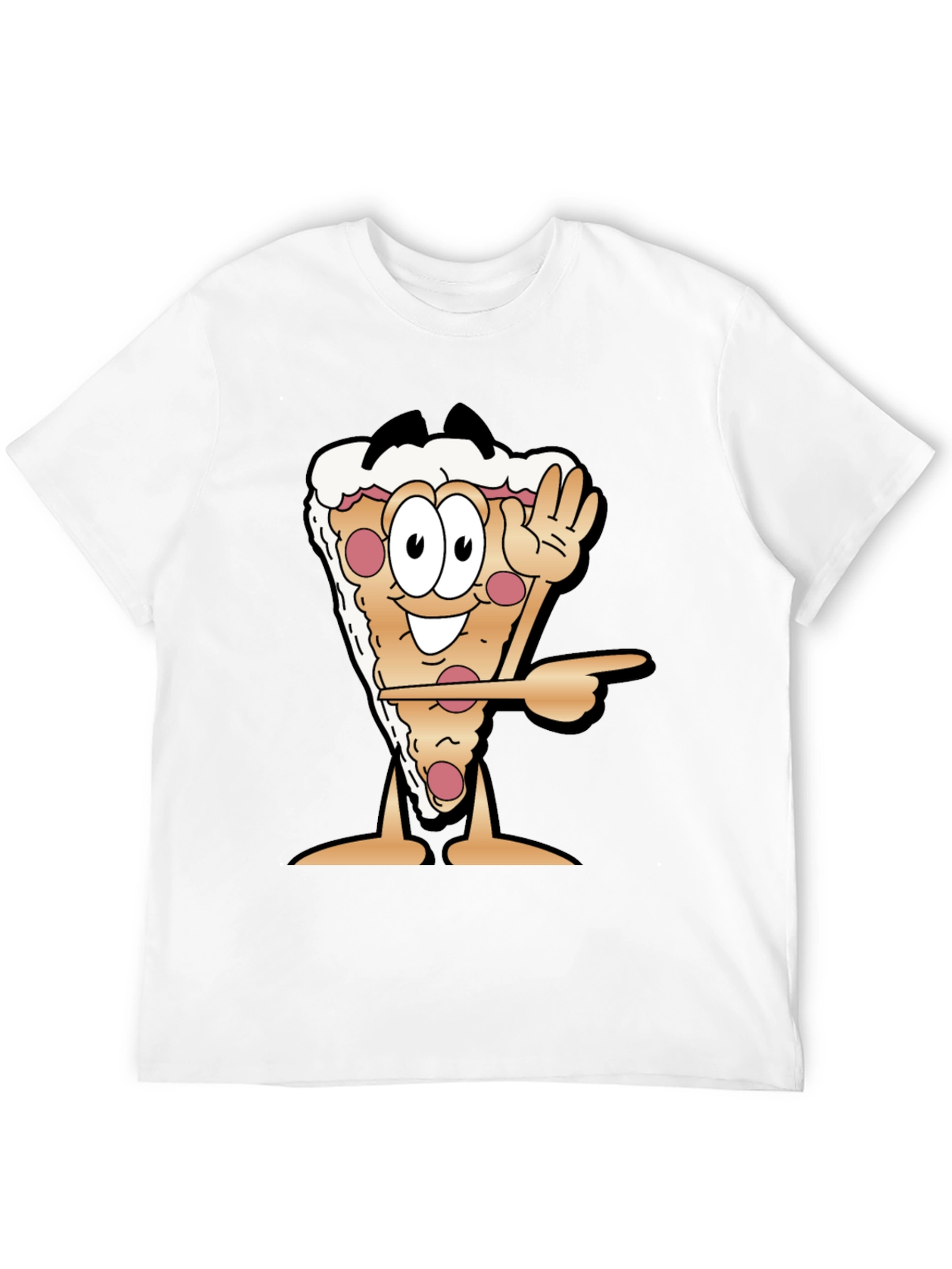 Pizza Slice Cartoon Graphic Black T-Shirt