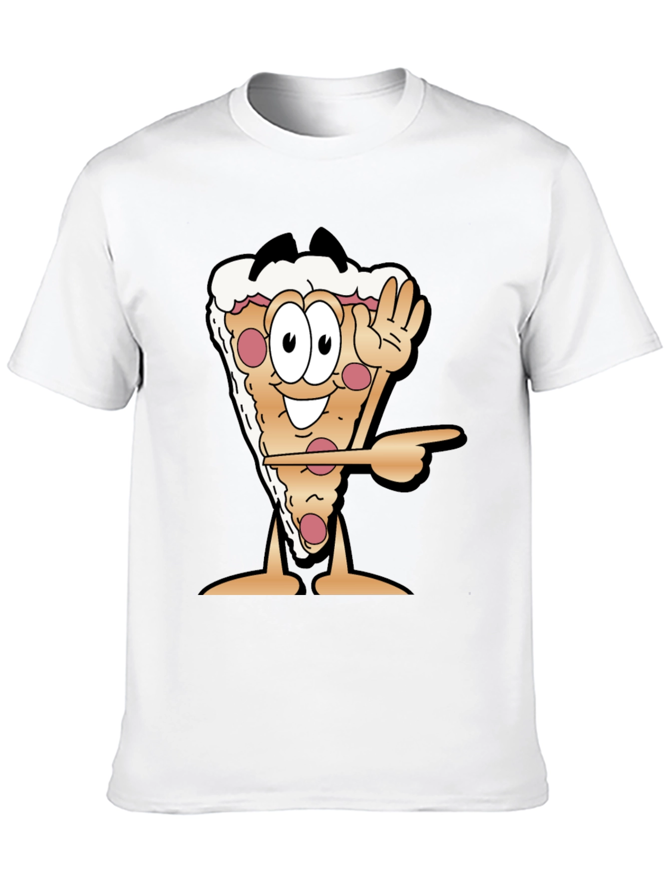 Pizza Slice Cartoon Graphic Black T-Shirt