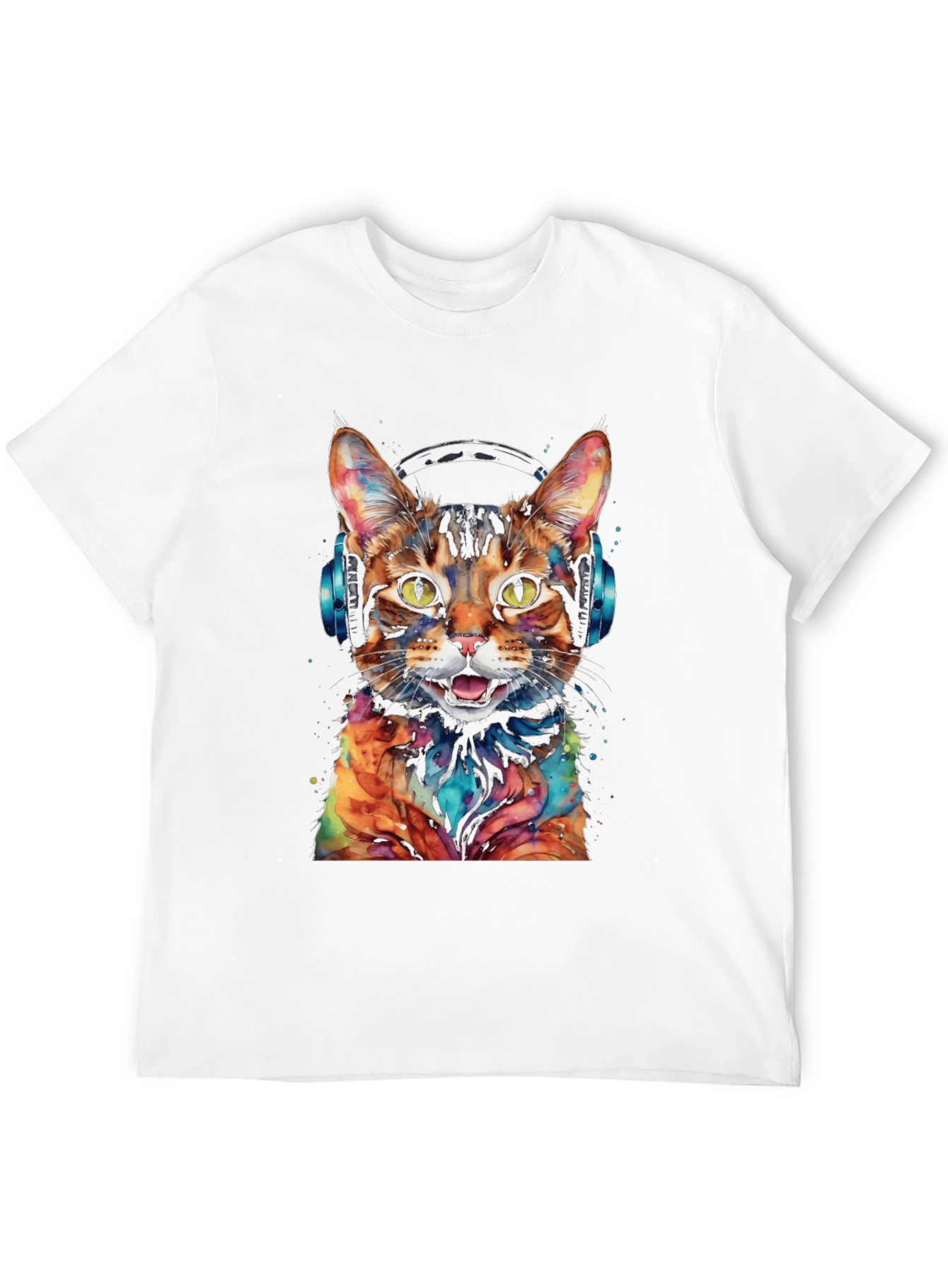Cool Cat with Headphones Graphic Tee