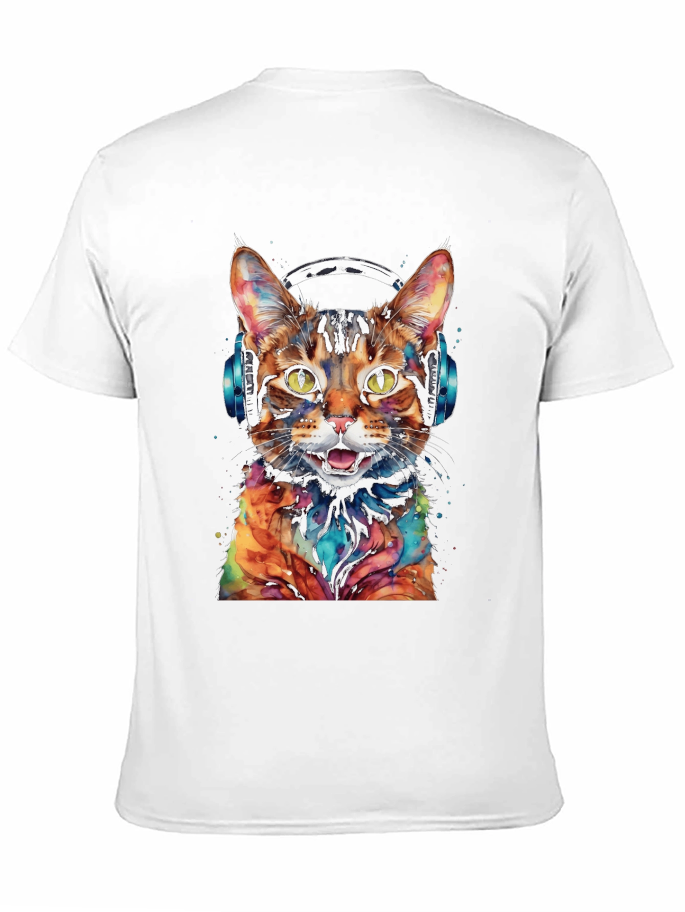 Cool Cat with Headphones Graphic Tee