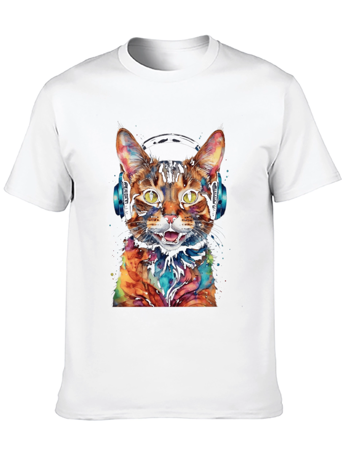Cool Cat with Headphones Graphic Tee