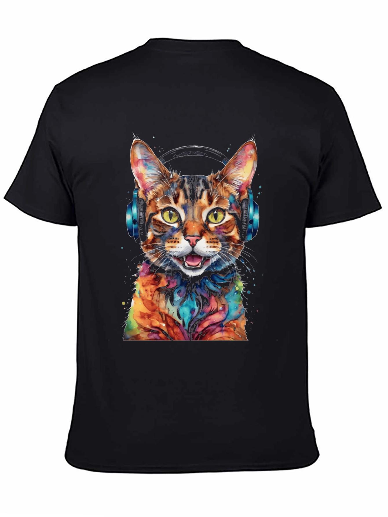 Cool Cat with Headphones Graphic Tee