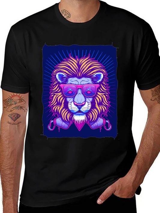Neon Lion Graphic Tee - Cool Stylish Unique Design