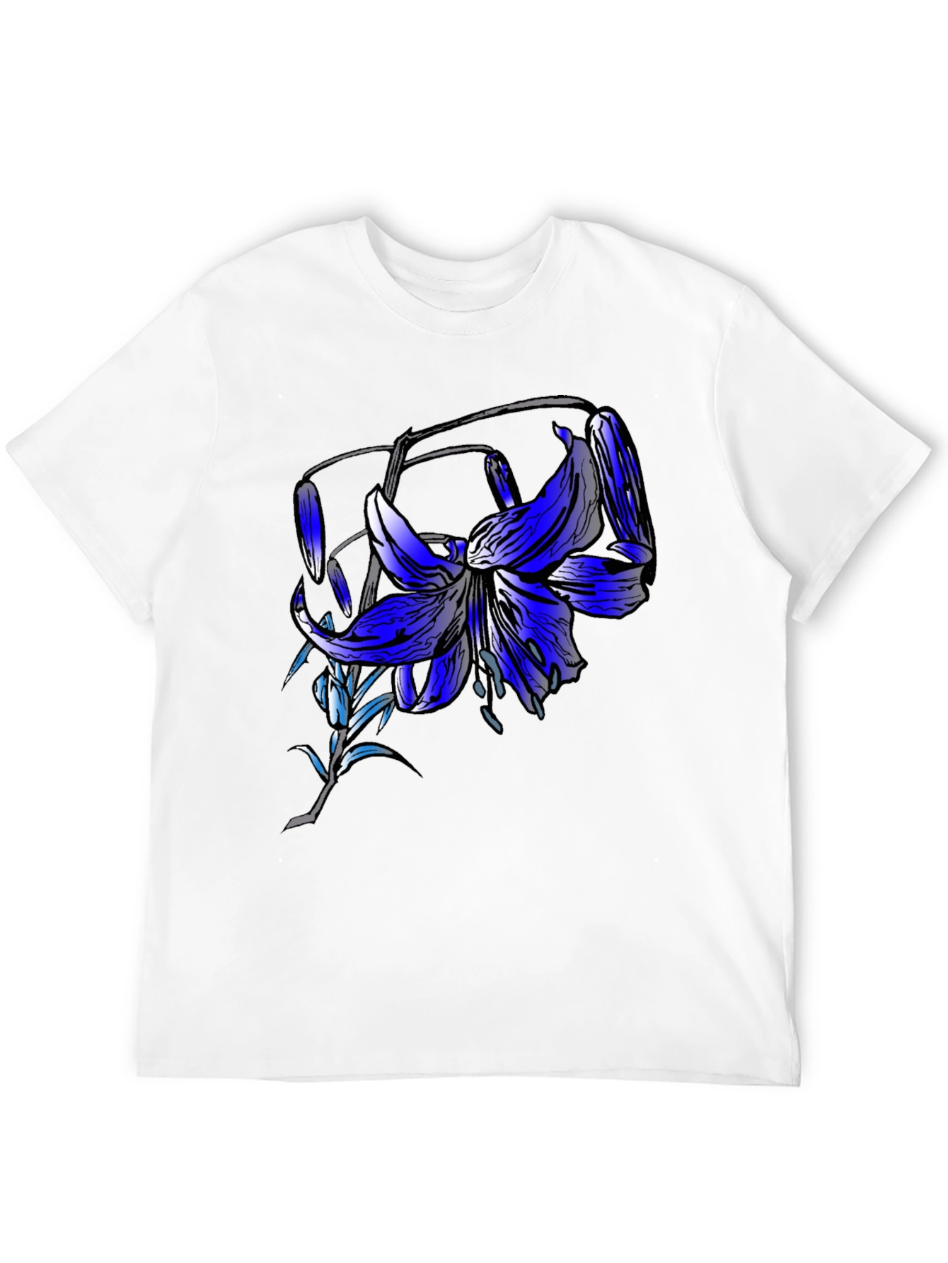 Blue Lily Graphic Tee - Mens Black T-Shirt