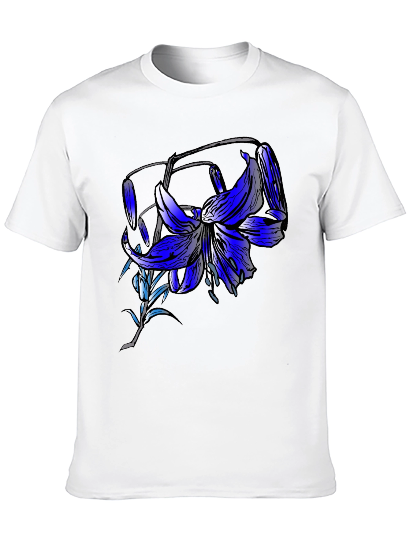 Blue Lily Graphic Tee - Mens Black T-Shirt