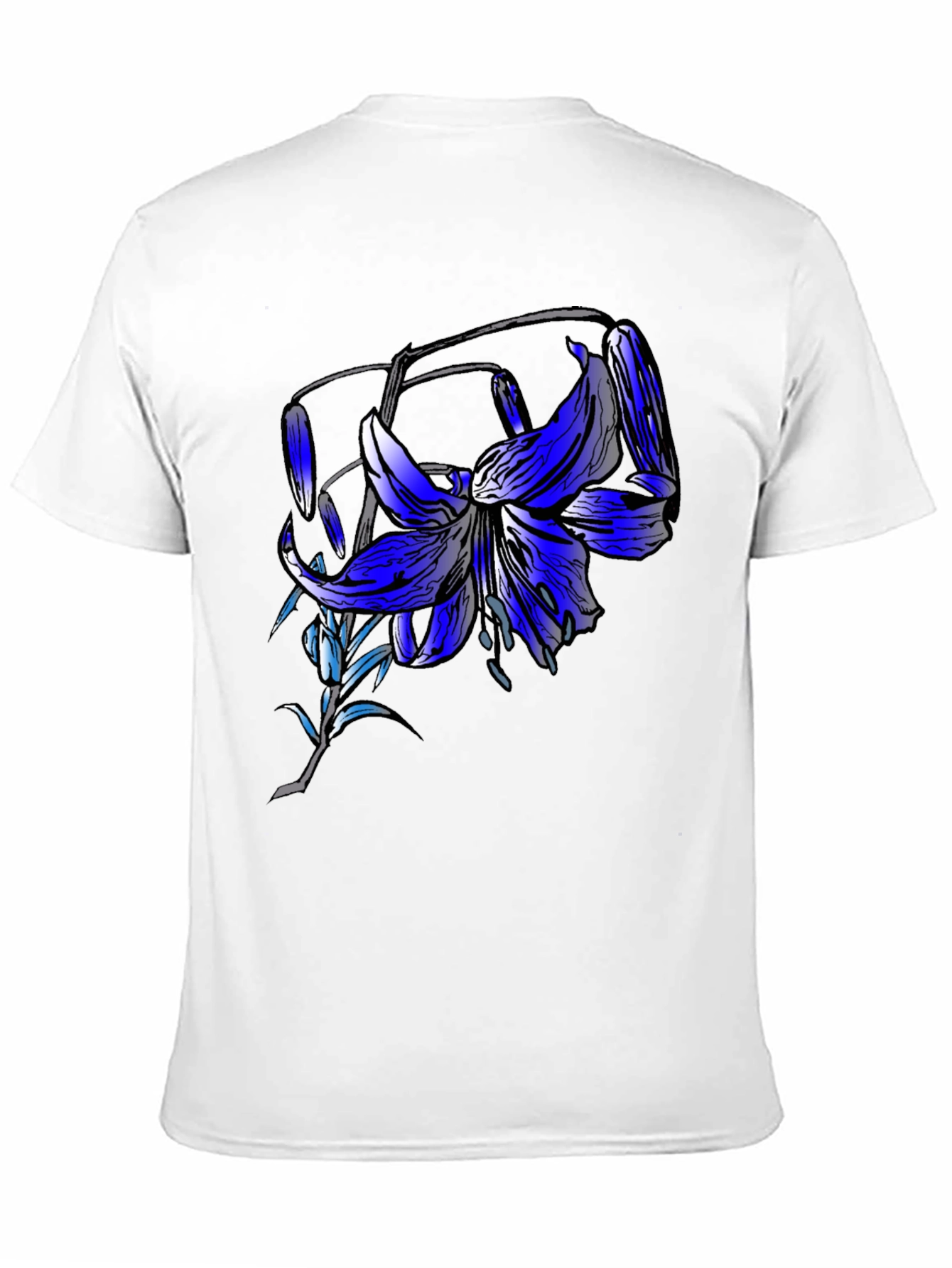Blue Lily Graphic Tee - Mens Black T-Shirt