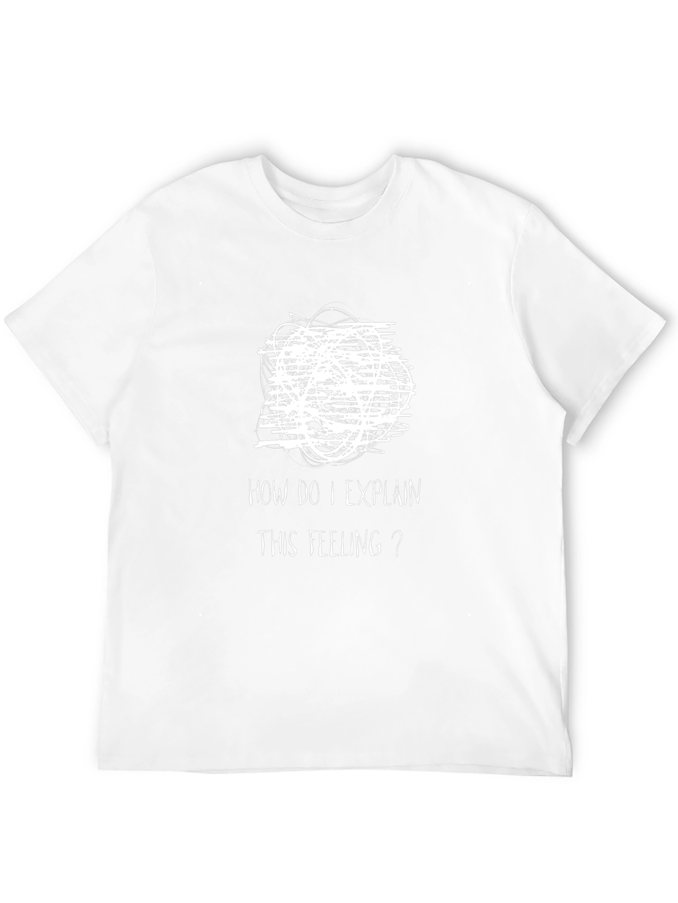 Expressive Mens Black T-Shirt: Confused Feelings Design
