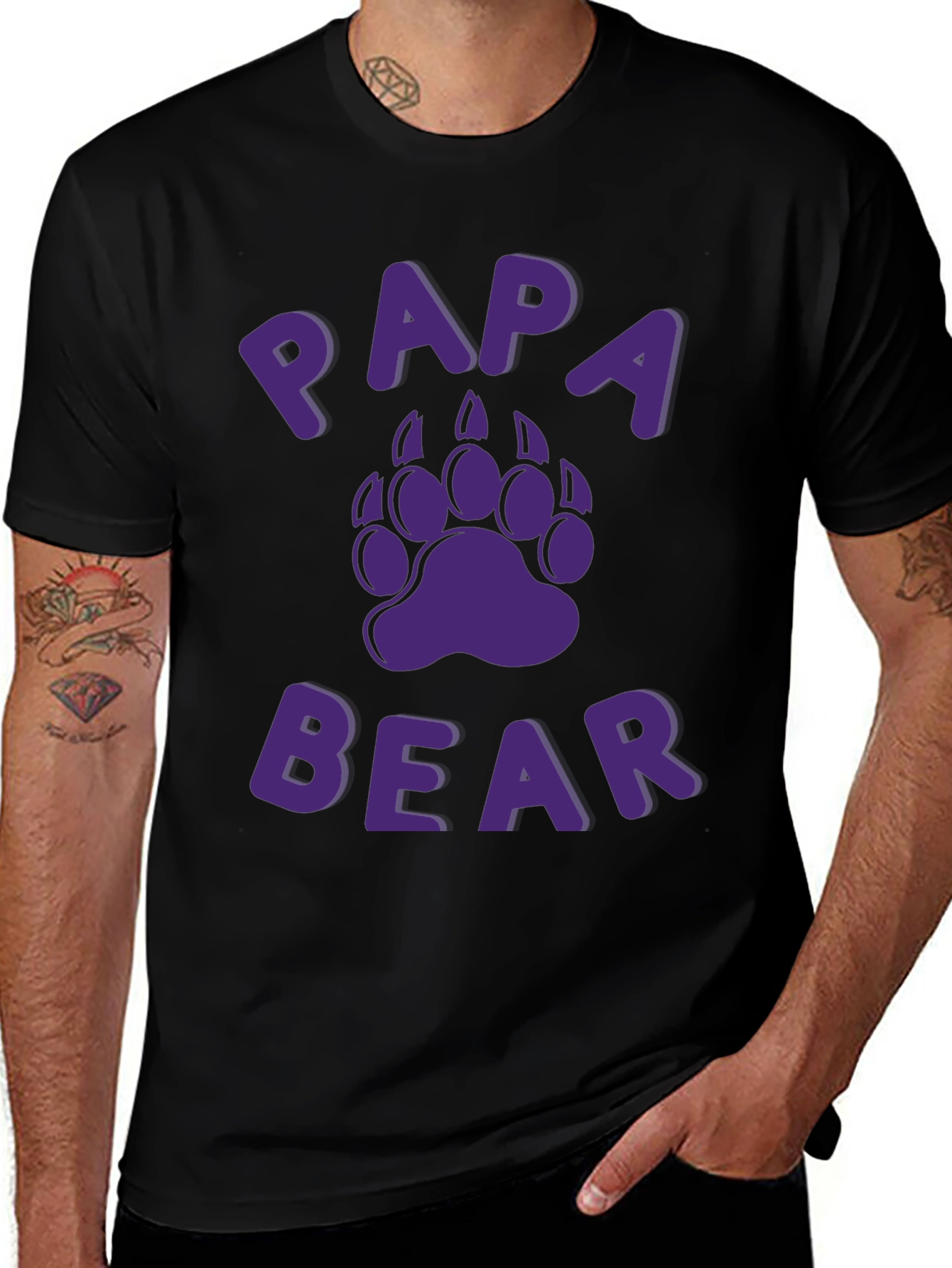 Papa Bear Graphic T-Shirt - Black Cotton Tee