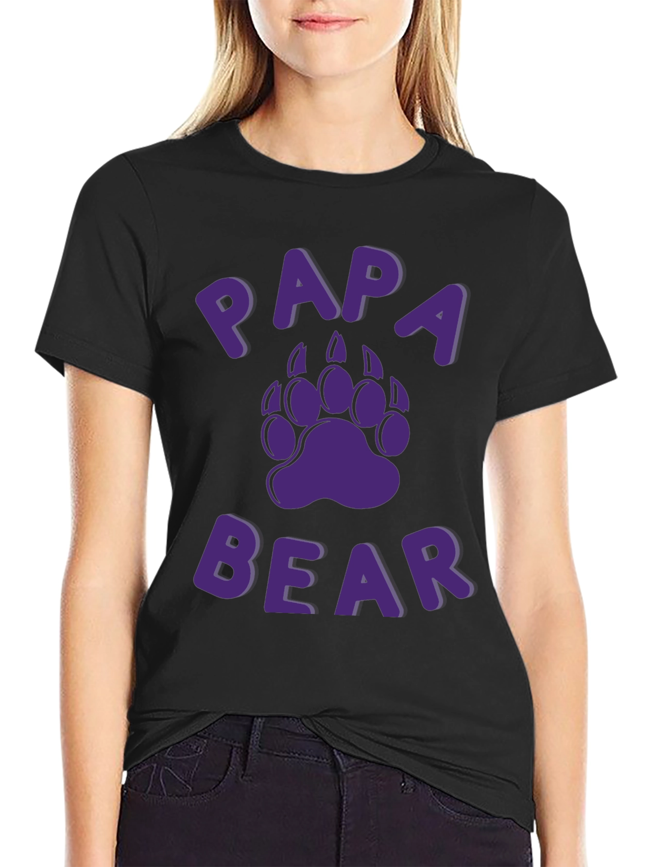 Papa Bear Graphic T-Shirt - Black Cotton Tee