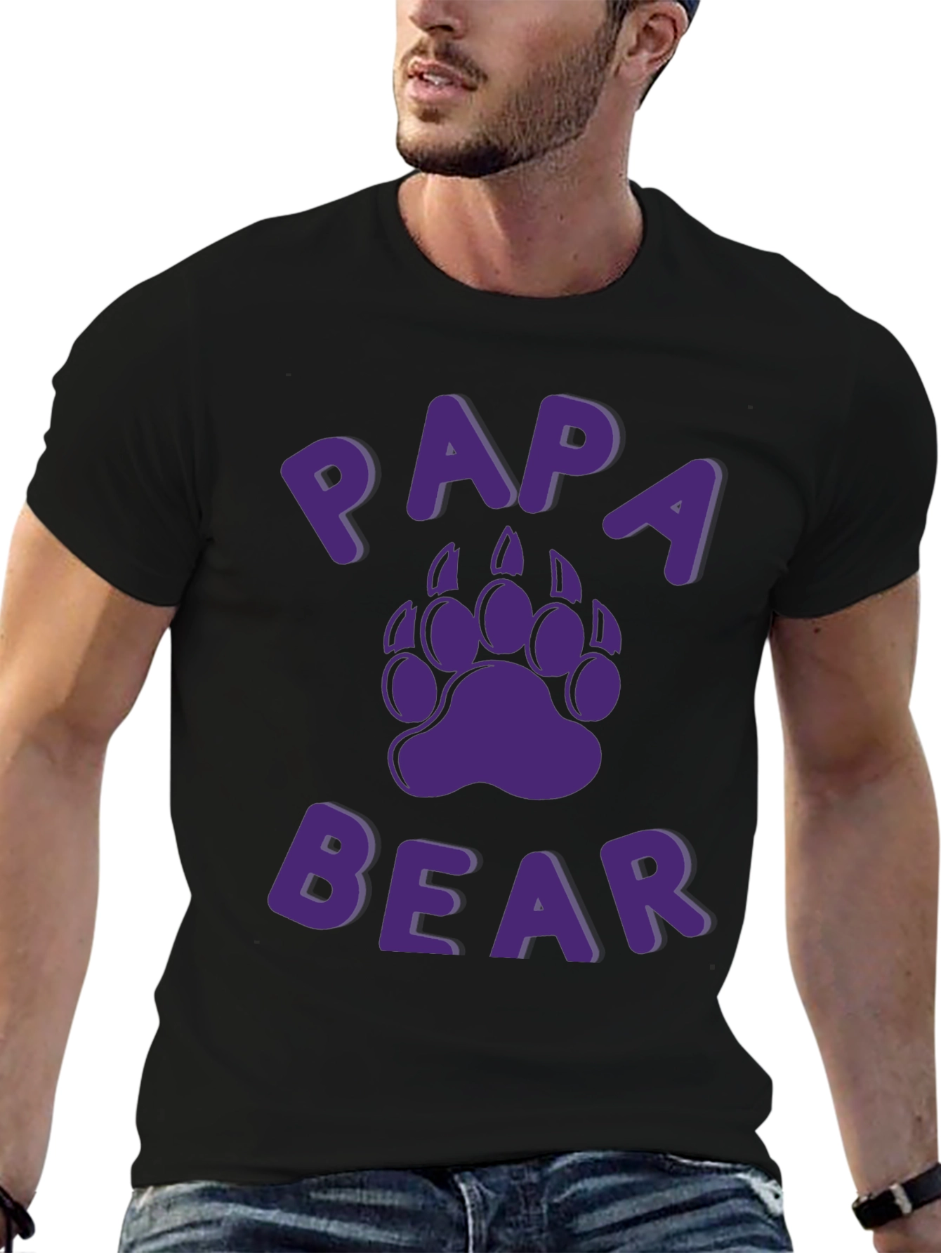 Papa Bear Graphic T-Shirt - Black Cotton Tee