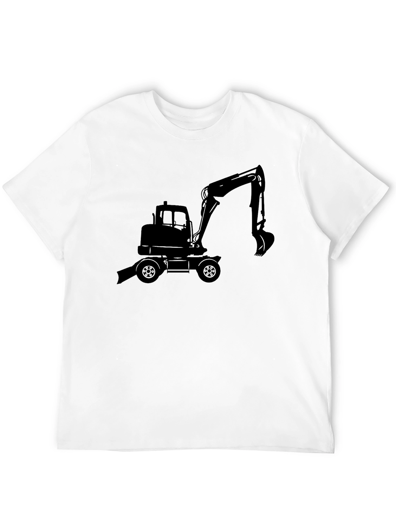 Excavator Graphic Tee - Black Cotton Blend T-Shirt