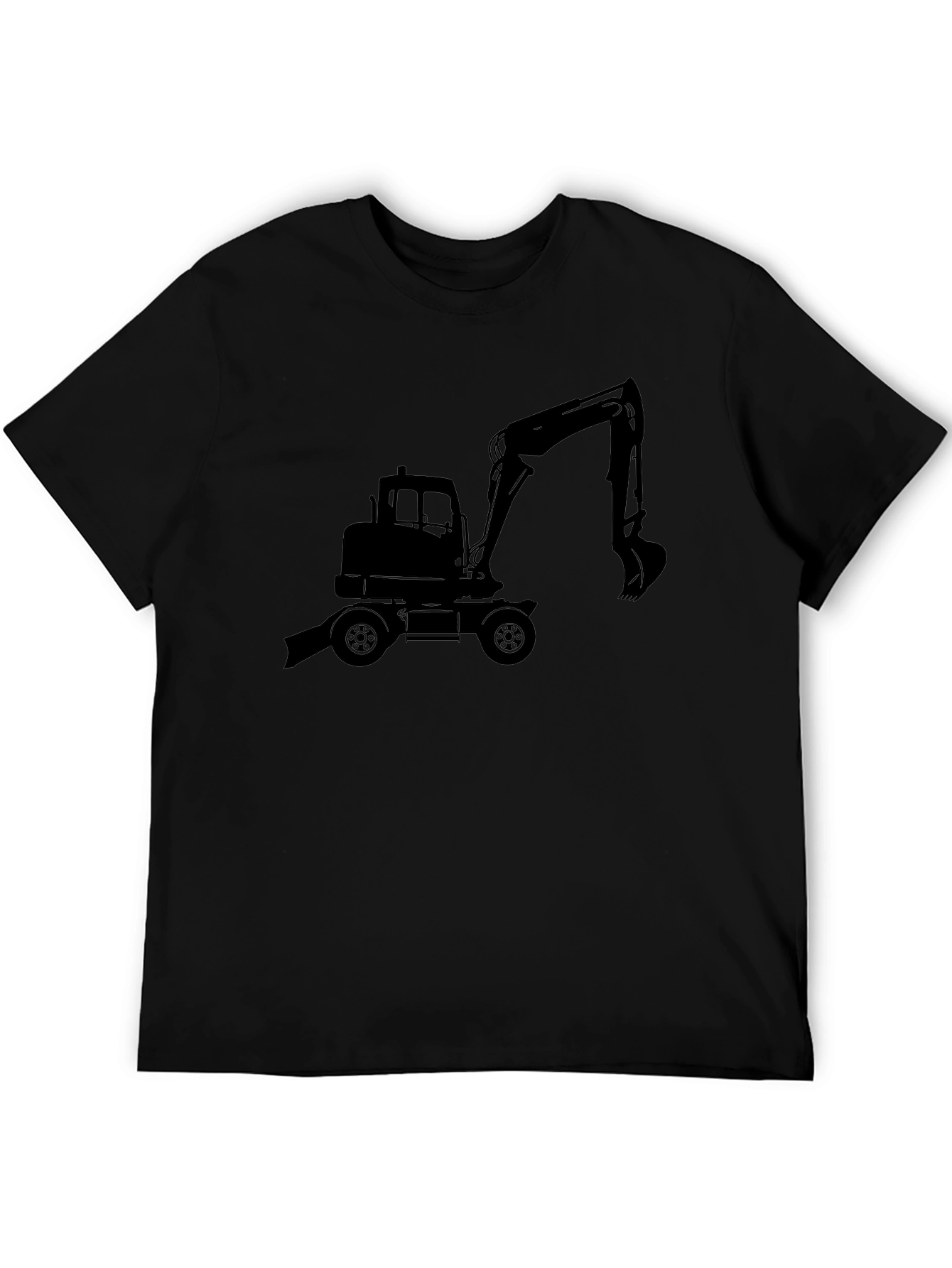 Excavator Graphic Tee - Black Cotton Blend T-Shirt