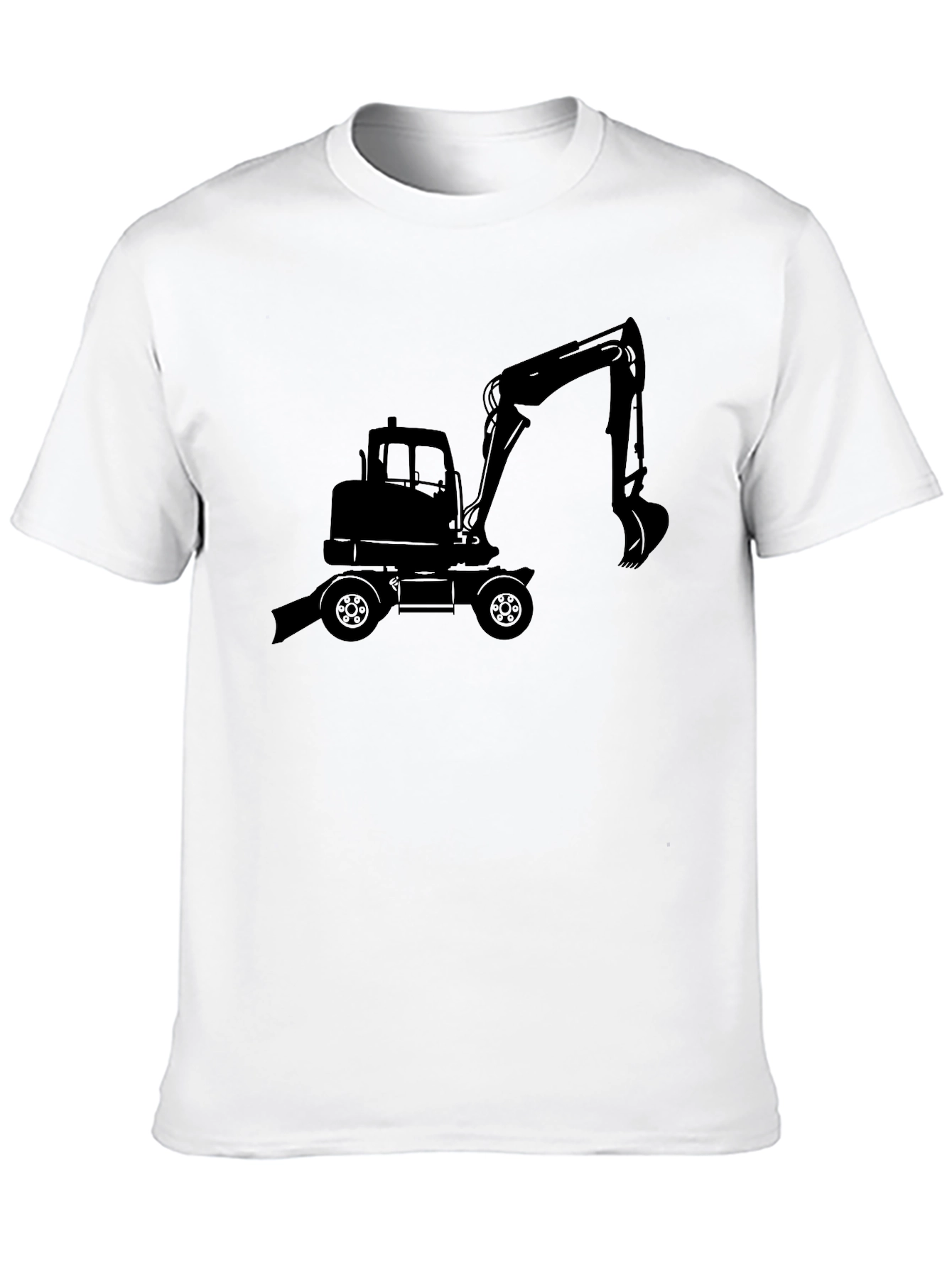 Excavator Graphic Tee - Black Cotton Blend T-Shirt