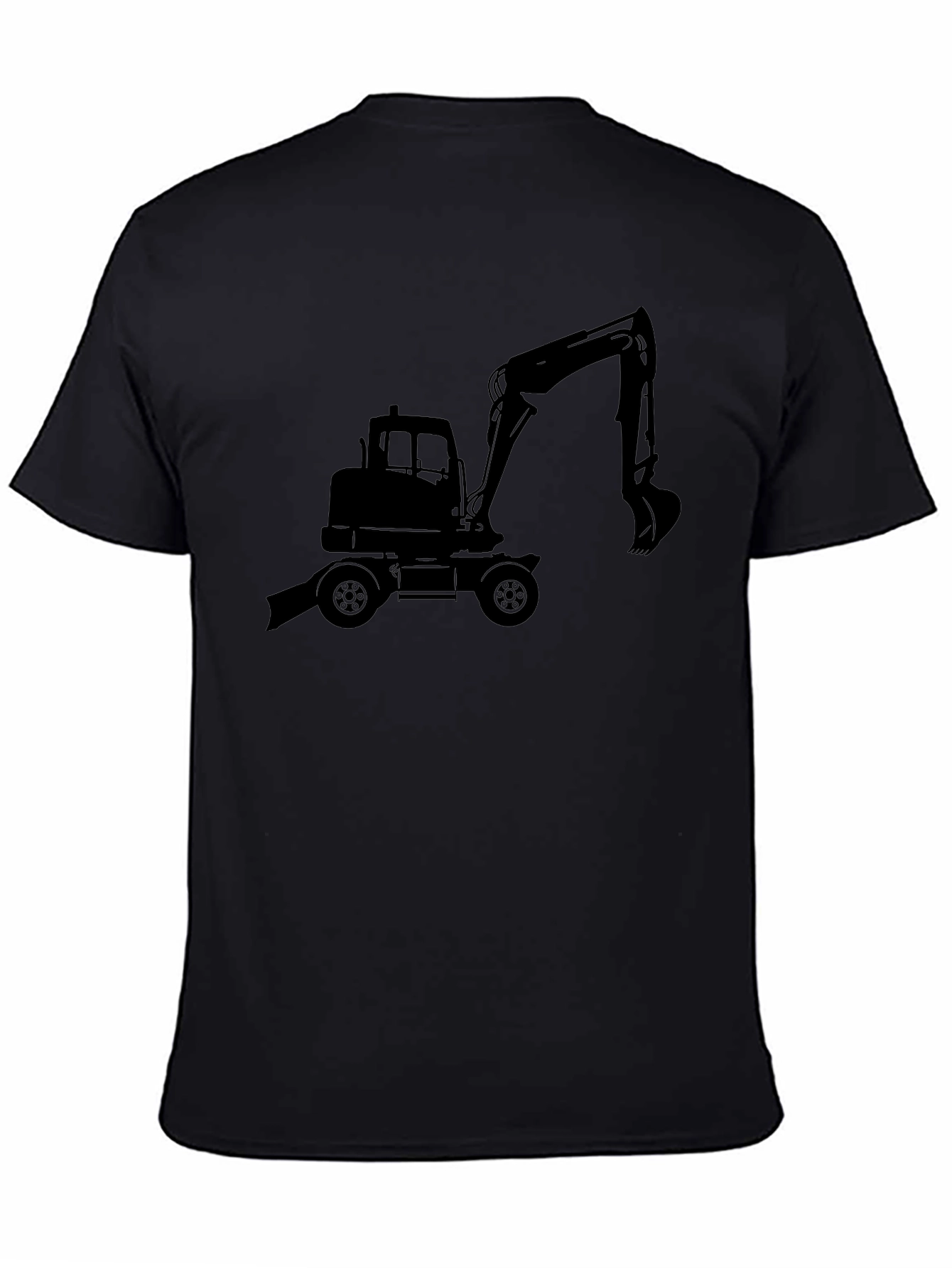 Excavator Graphic Tee - Black Cotton Blend T-Shirt