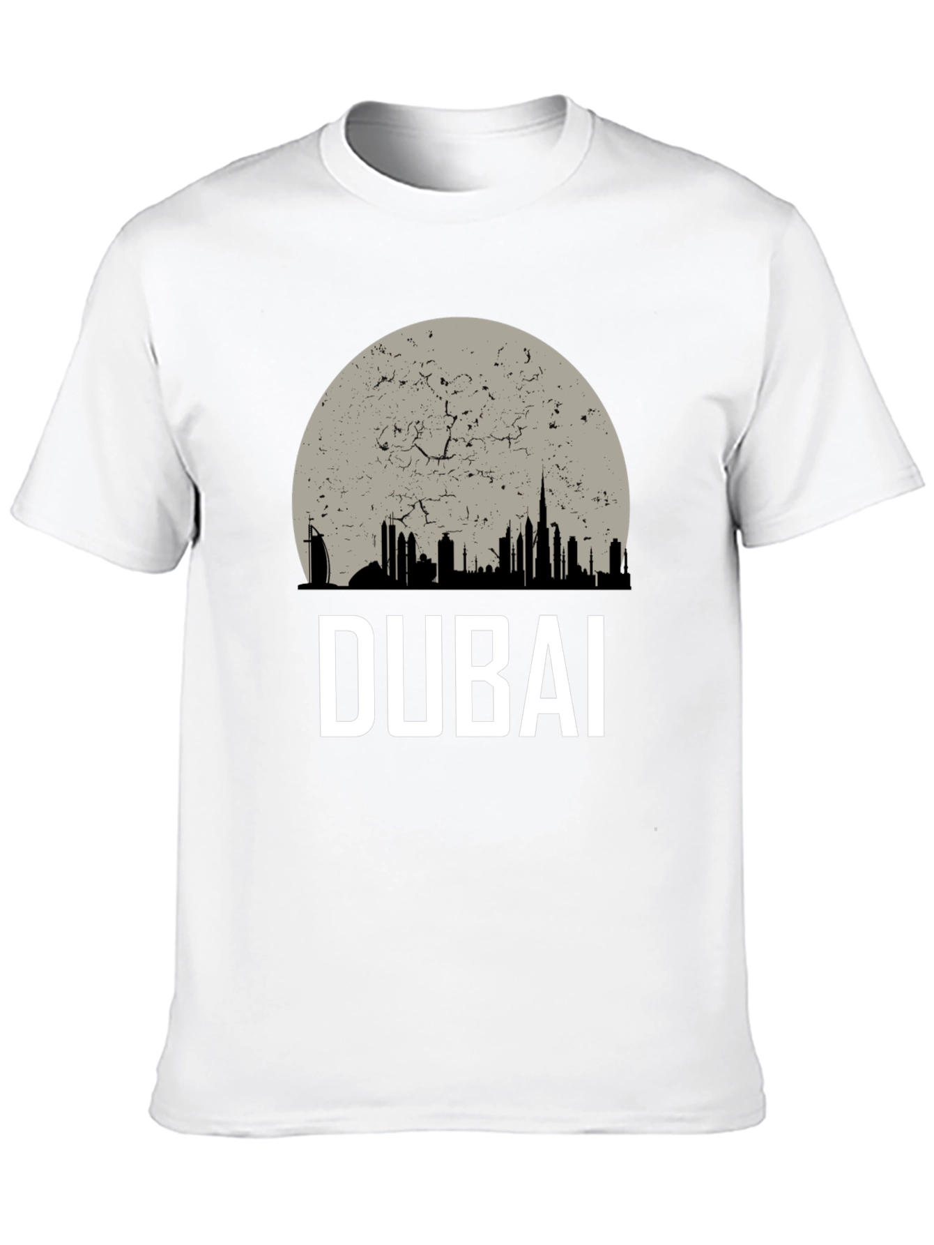 Dubai Skyline Graphic Tee - Black Cotton T-Shirt