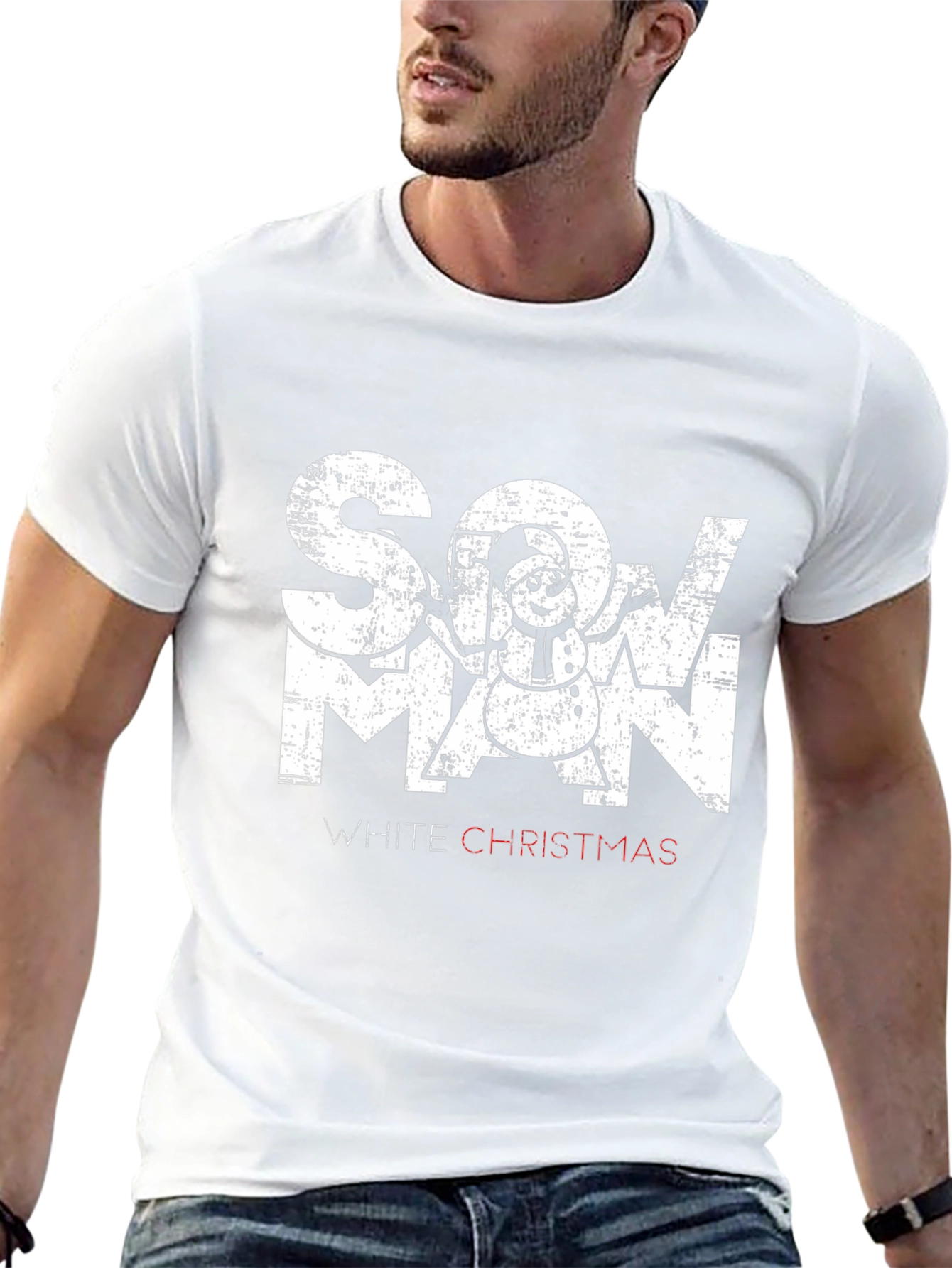 Snowman White Christmas Graphic T-Shirt