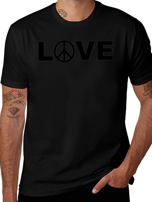 Love & Peace Symbol Black T-Shirt
