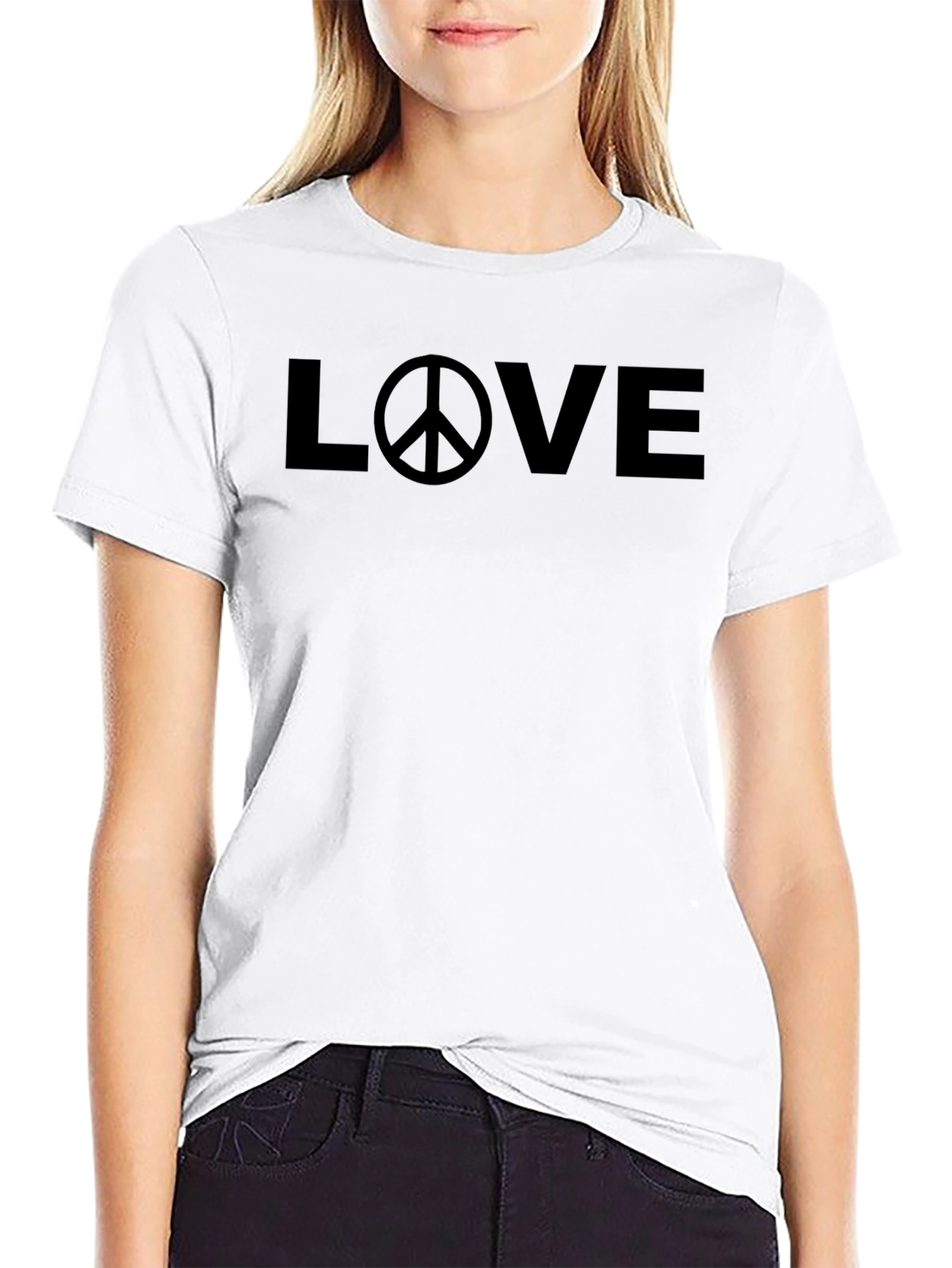 Love & Peace Symbol Black T-Shirt