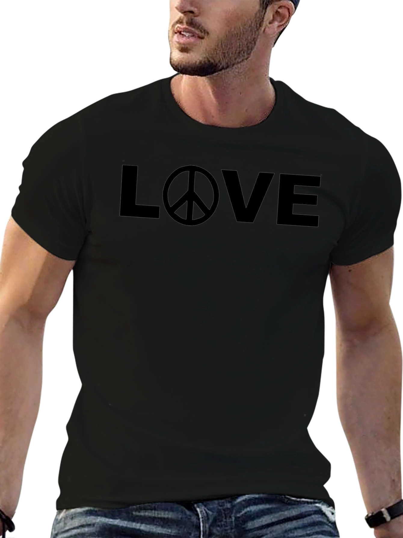 Love & Peace Symbol Black T-Shirt